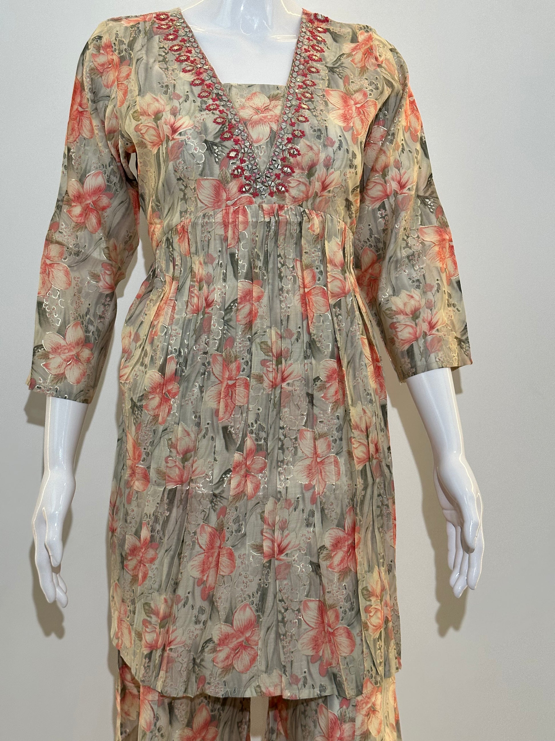 Muslin Bell Bottom Kurti Set- 2 Piece