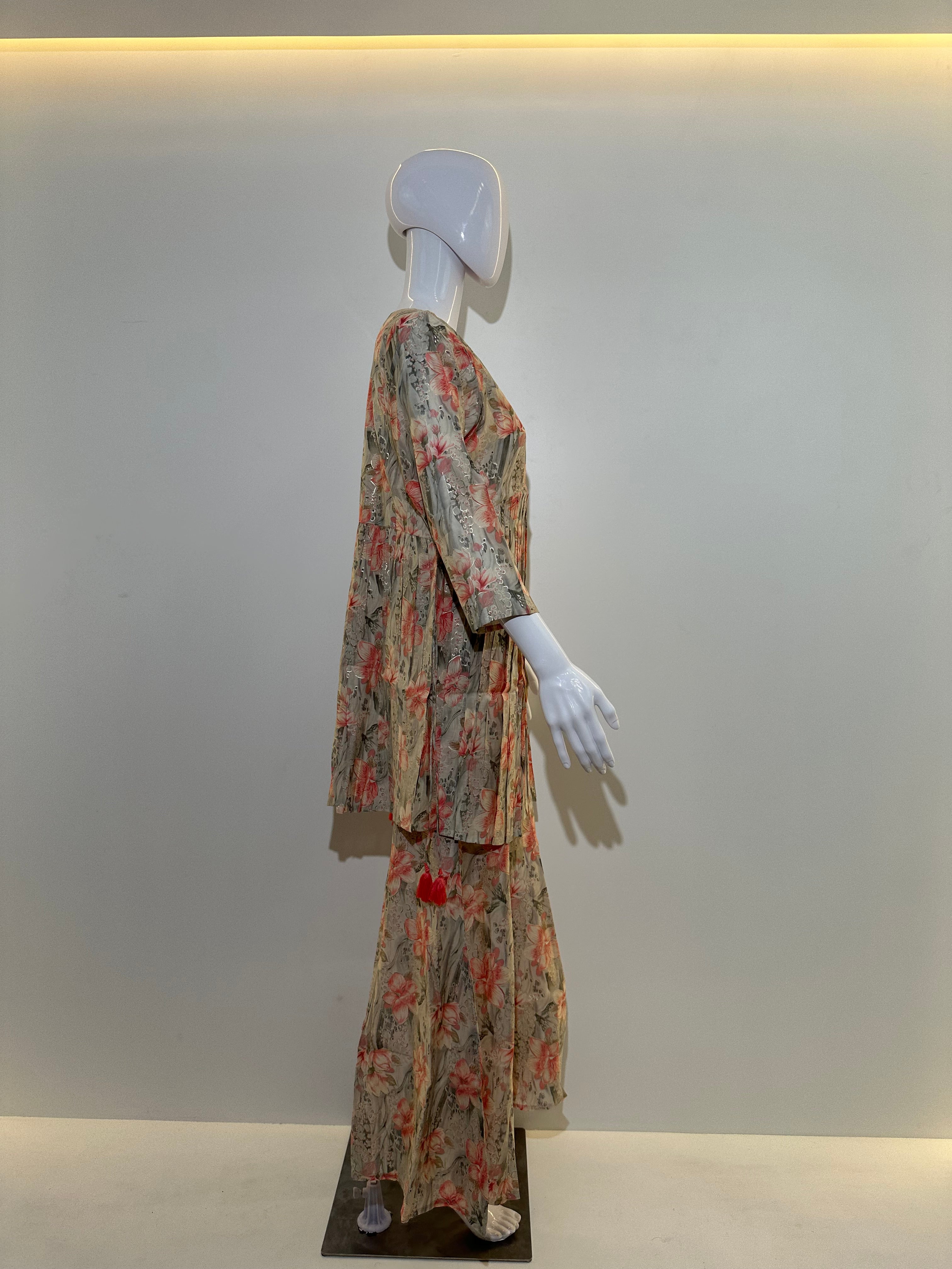 Muslin Bell Bottom Kurti Set- 2 Piece