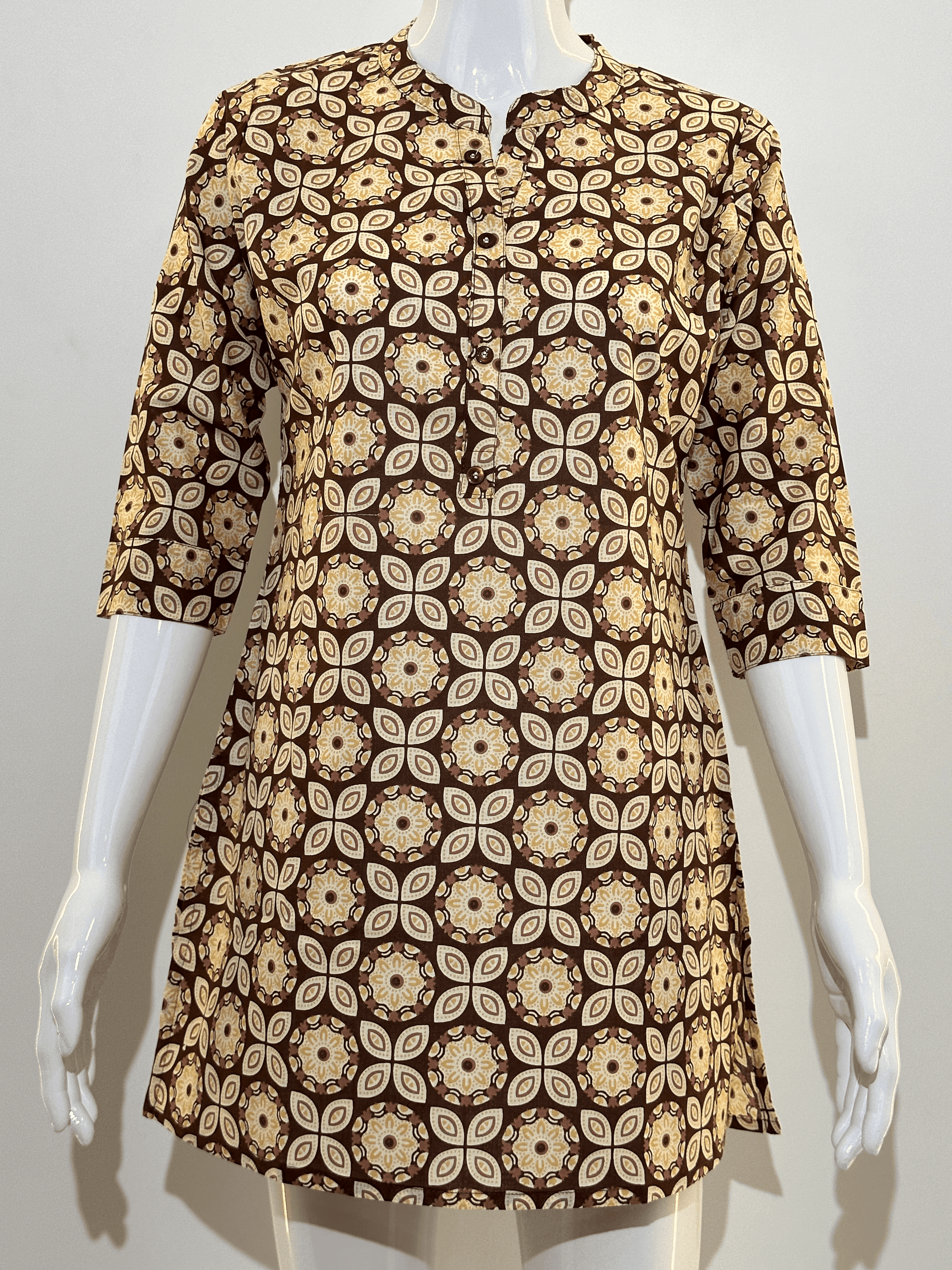 Pure Cotton Short Tunics - Brown Color