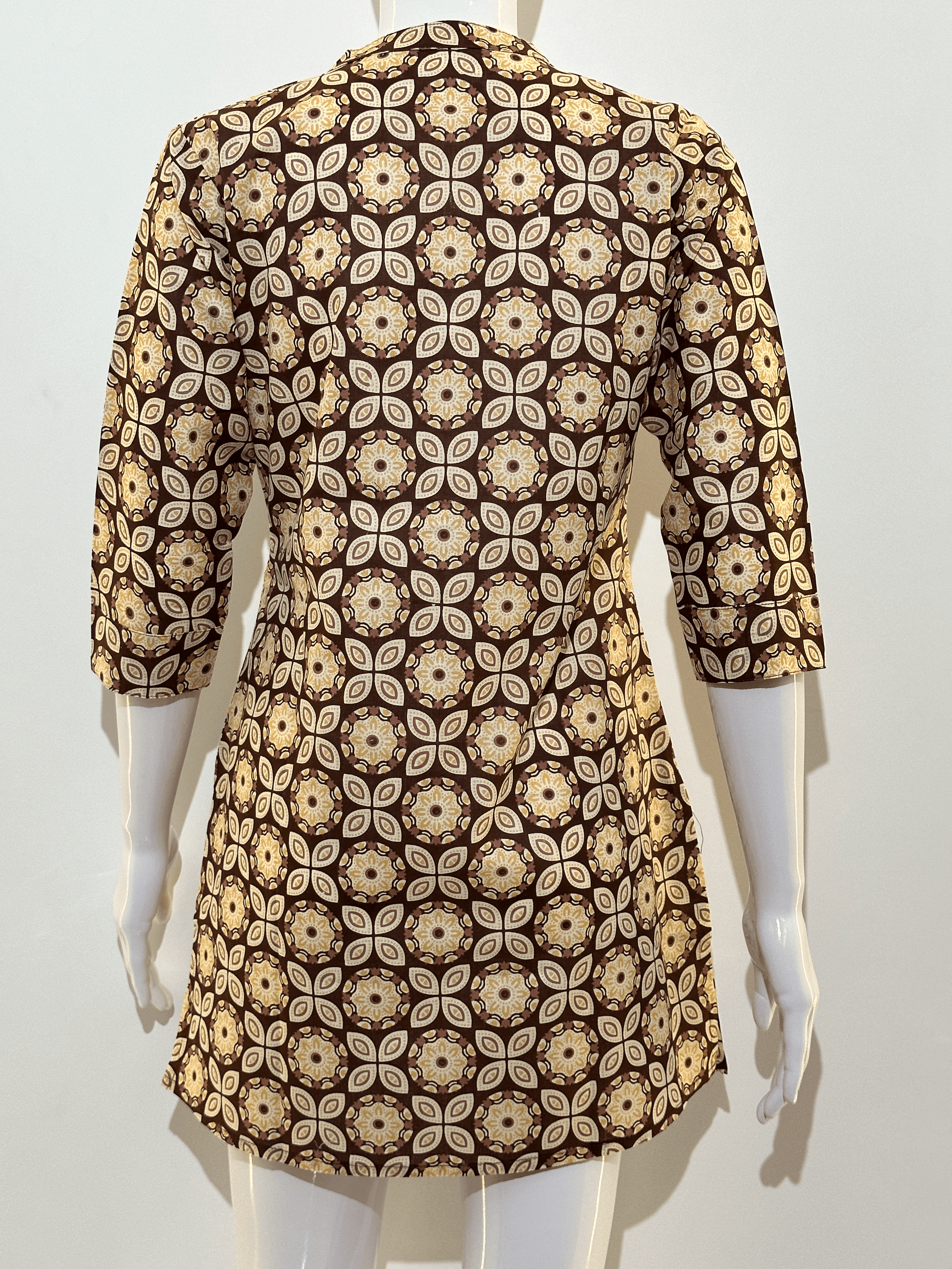 Image of Pure Cotton Short Tunics - Brown Color