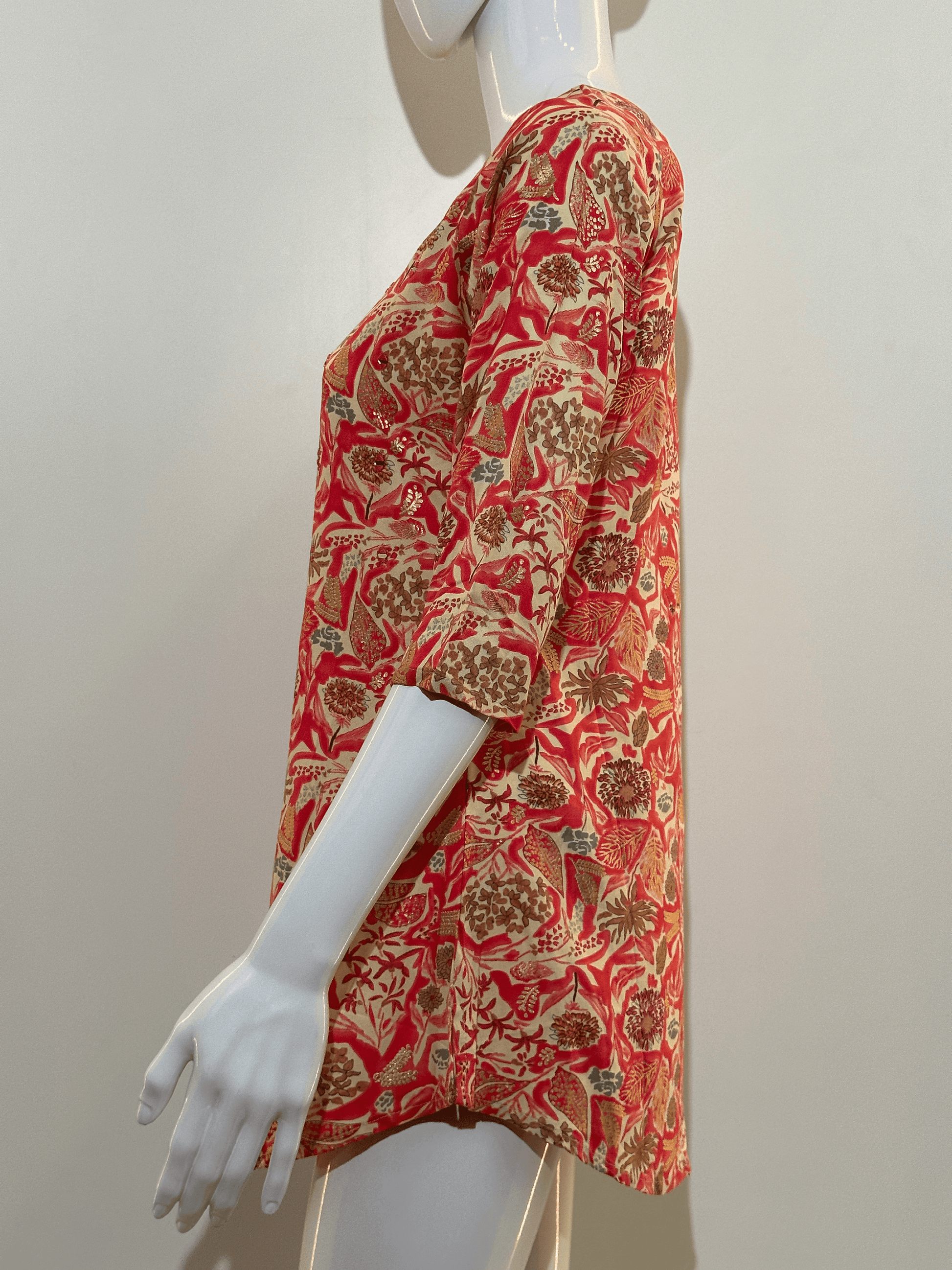 Pure Cotton Short Tunics with work - Orange Color
