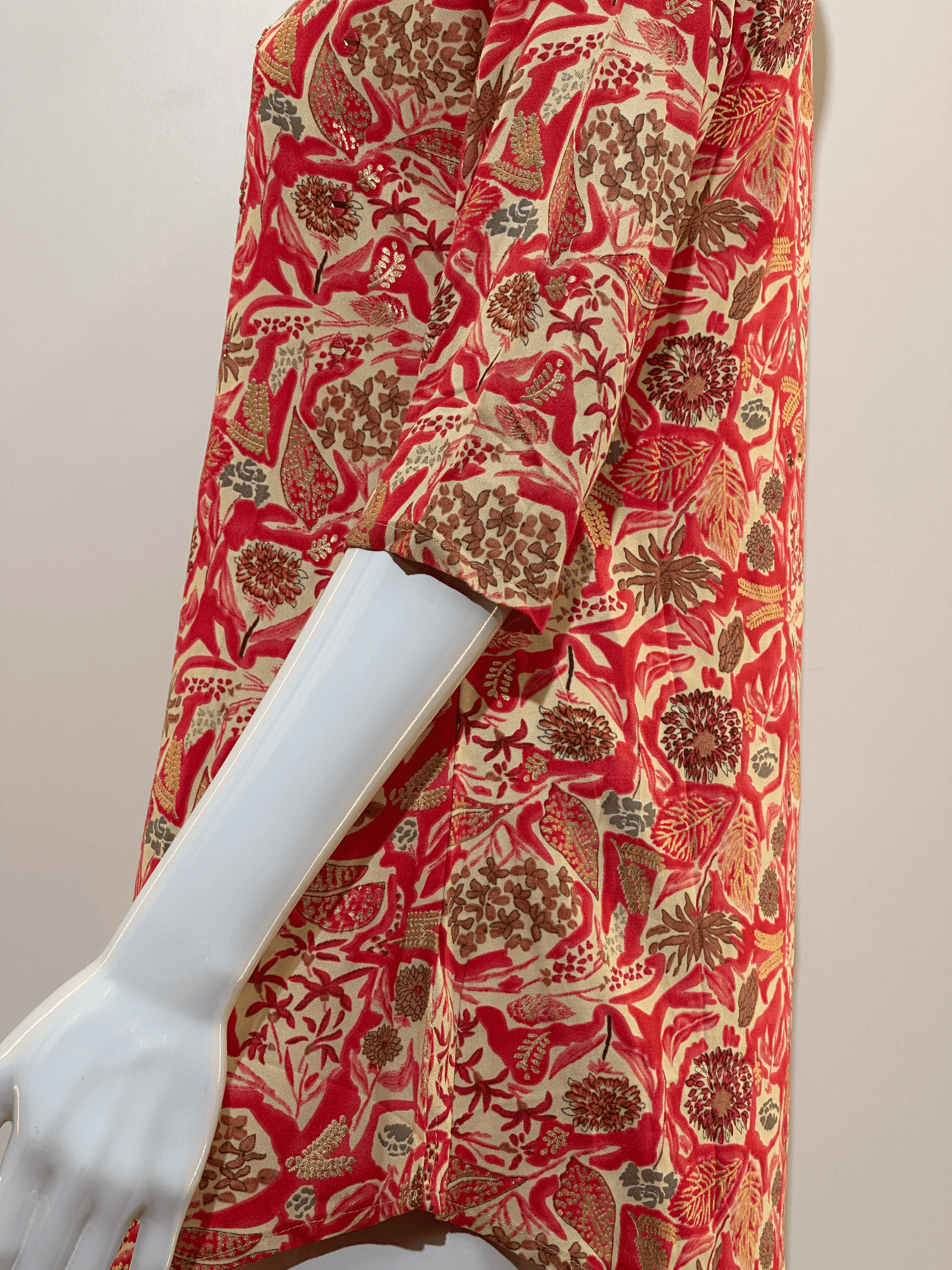 Pure Cotton Short Tunics with work - Orange Color