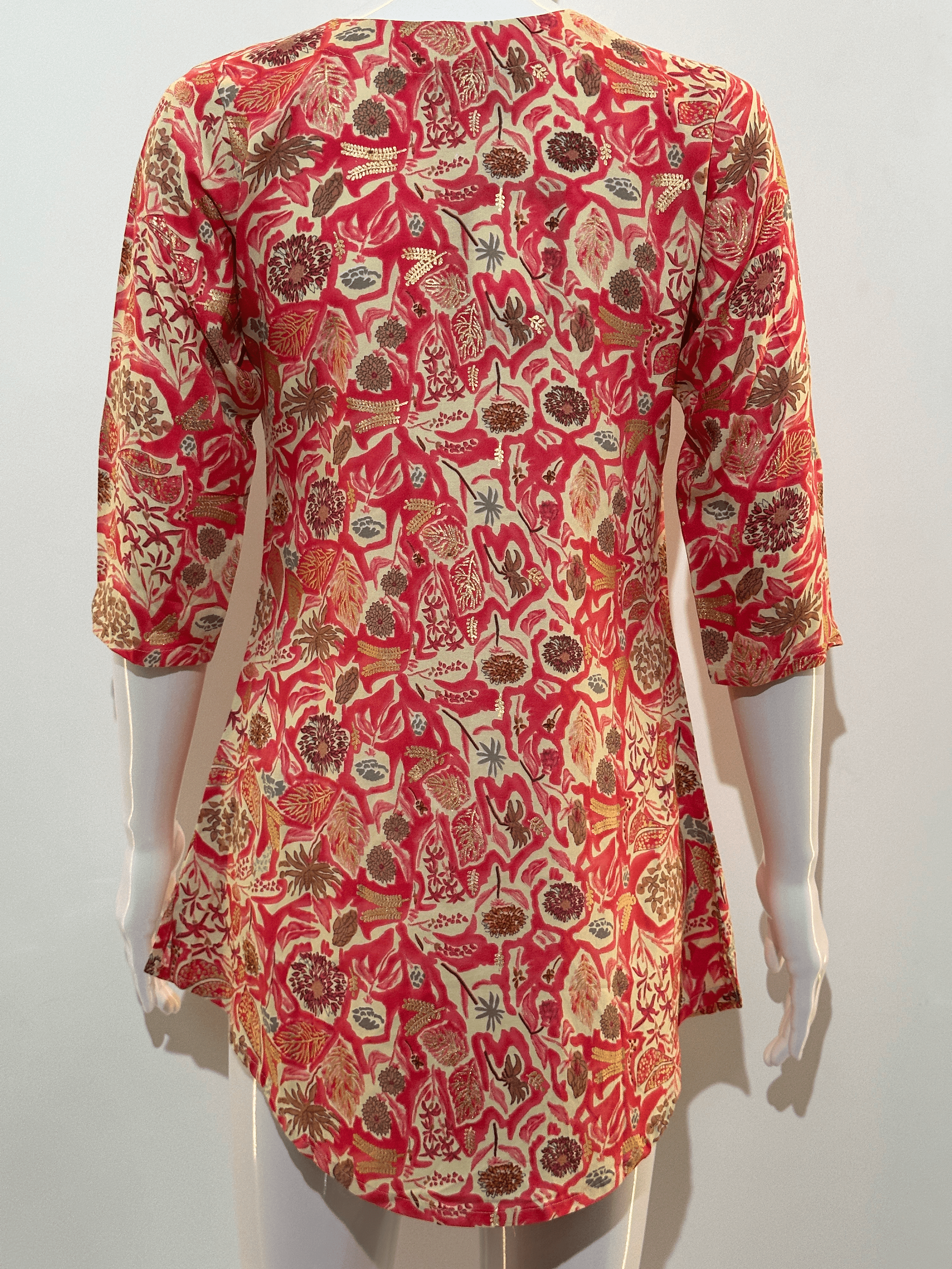 Image of Pure Cotton Short Tunics with work - Orange Color