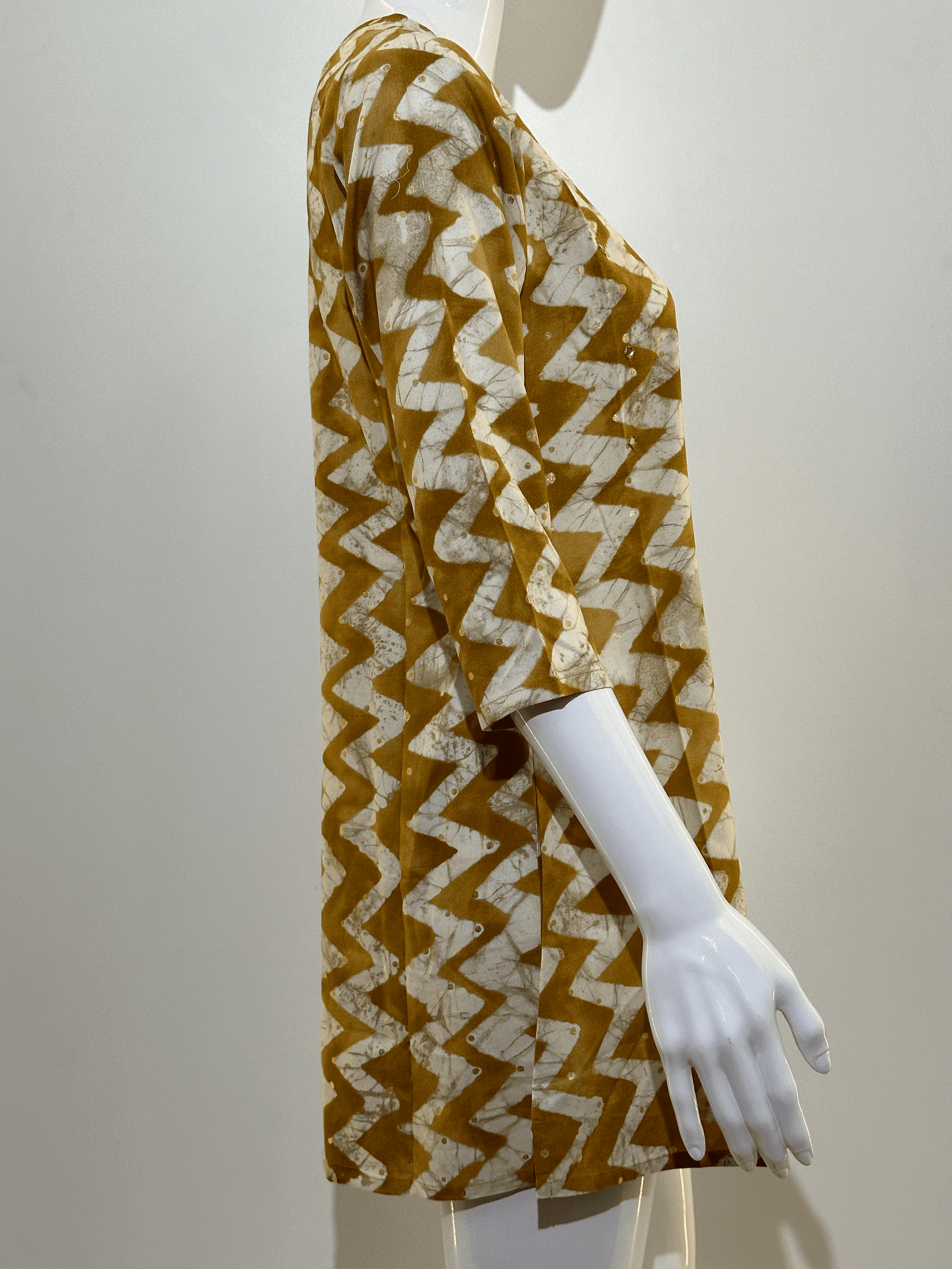 Image of Pure Cotton Short Tunics with work - Brown Color