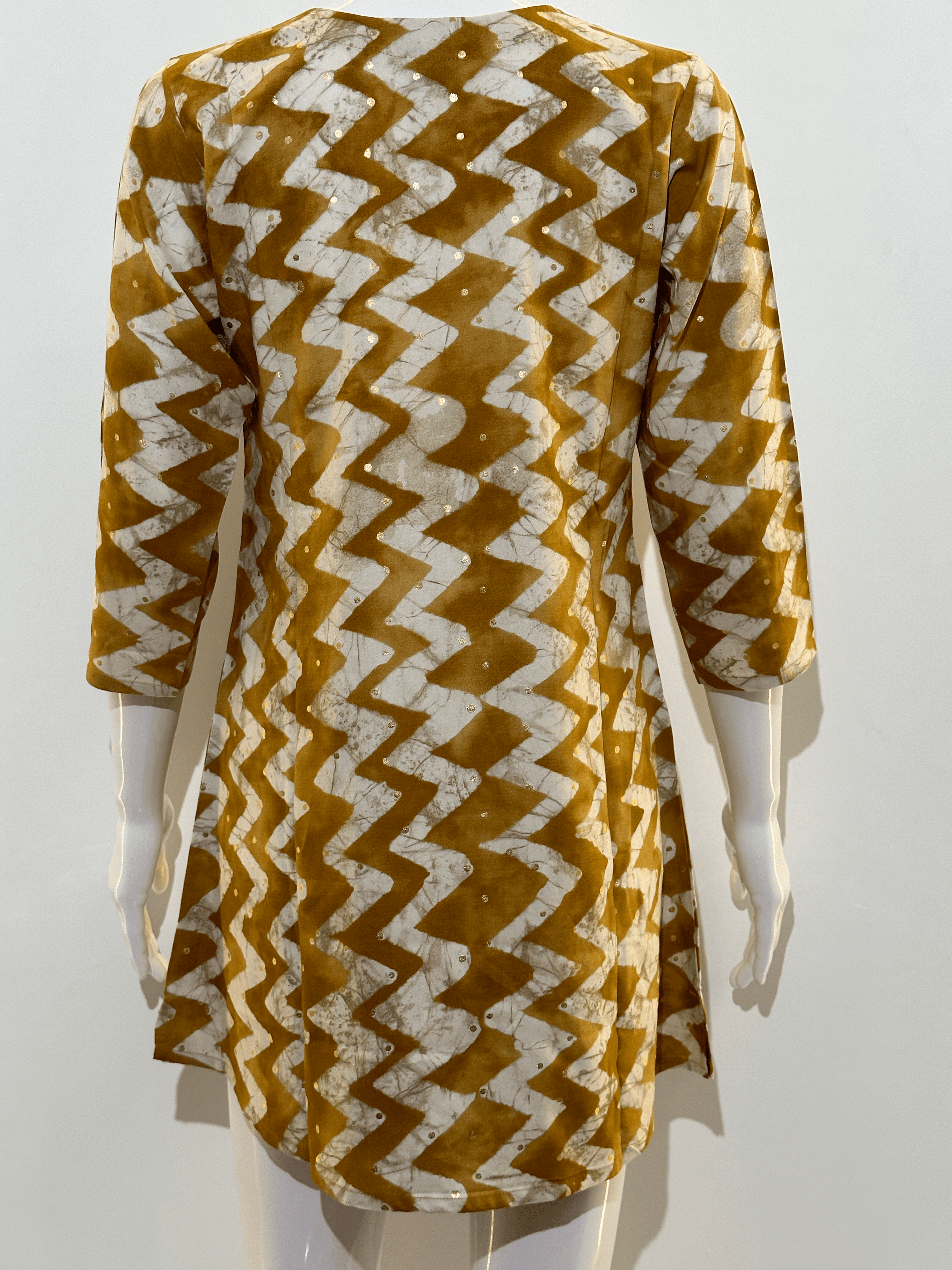 Image of Pure Cotton Short Tunics with work - Brown Color