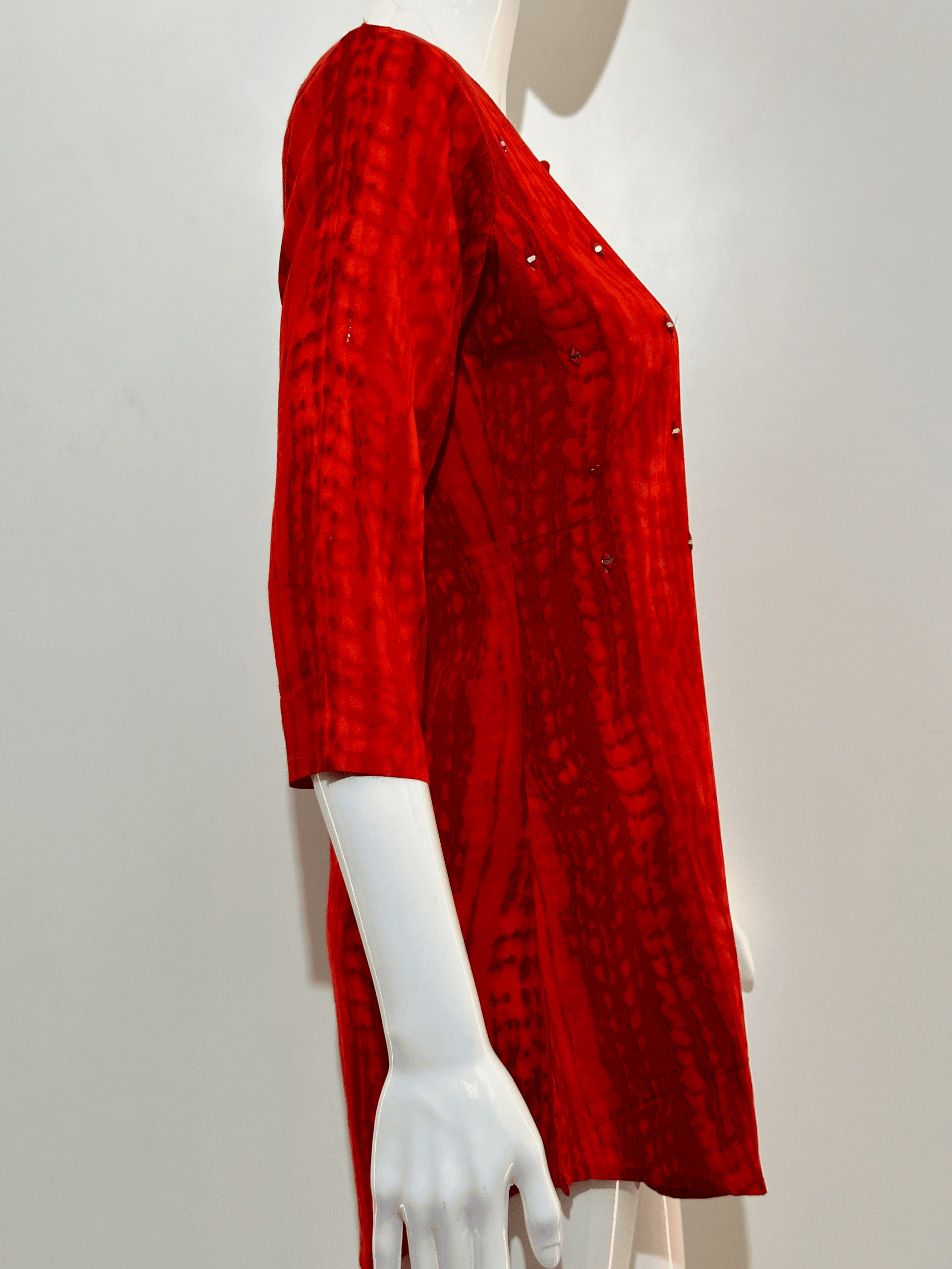 Pure Cotton Short Tunics with work - Red Color