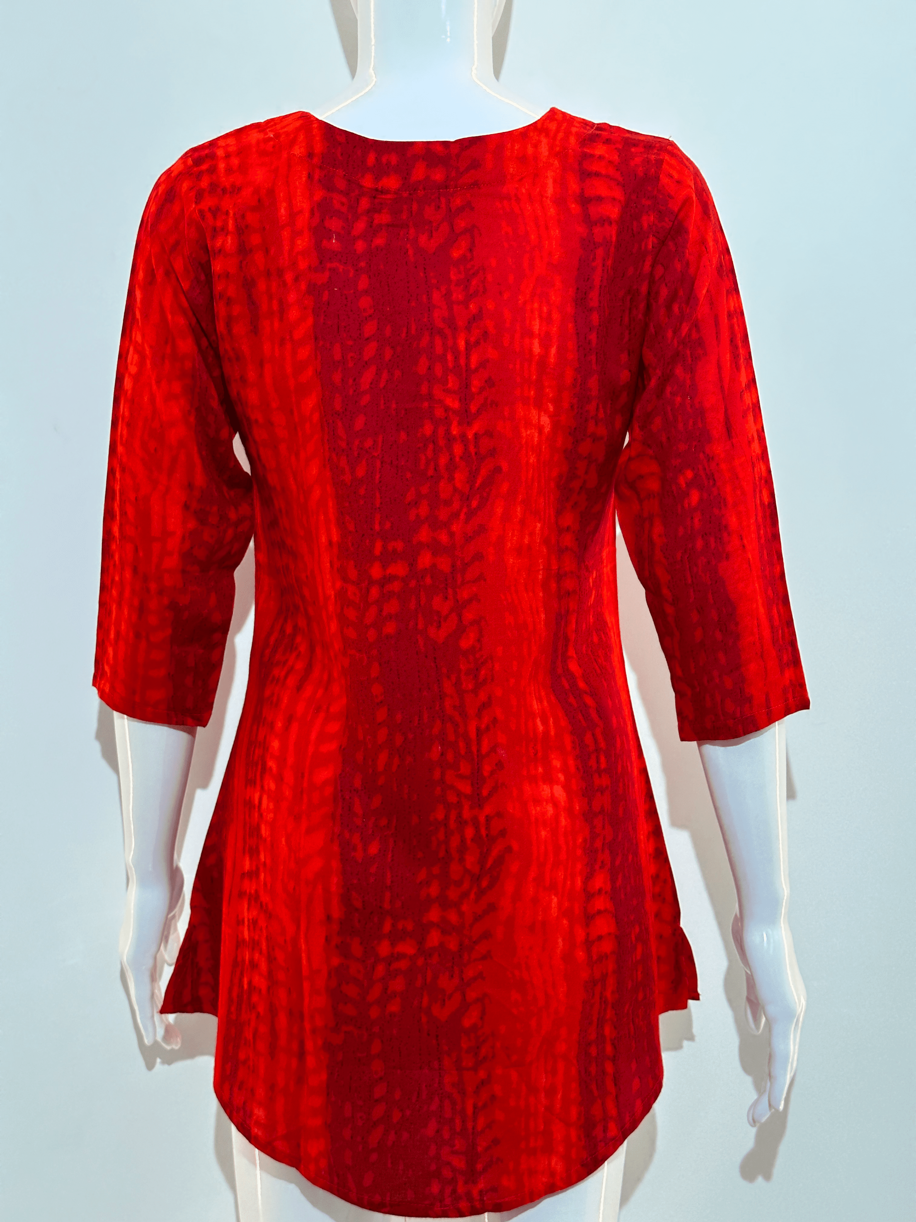 Image of Pure Cotton Short Tunics with work - Red Color