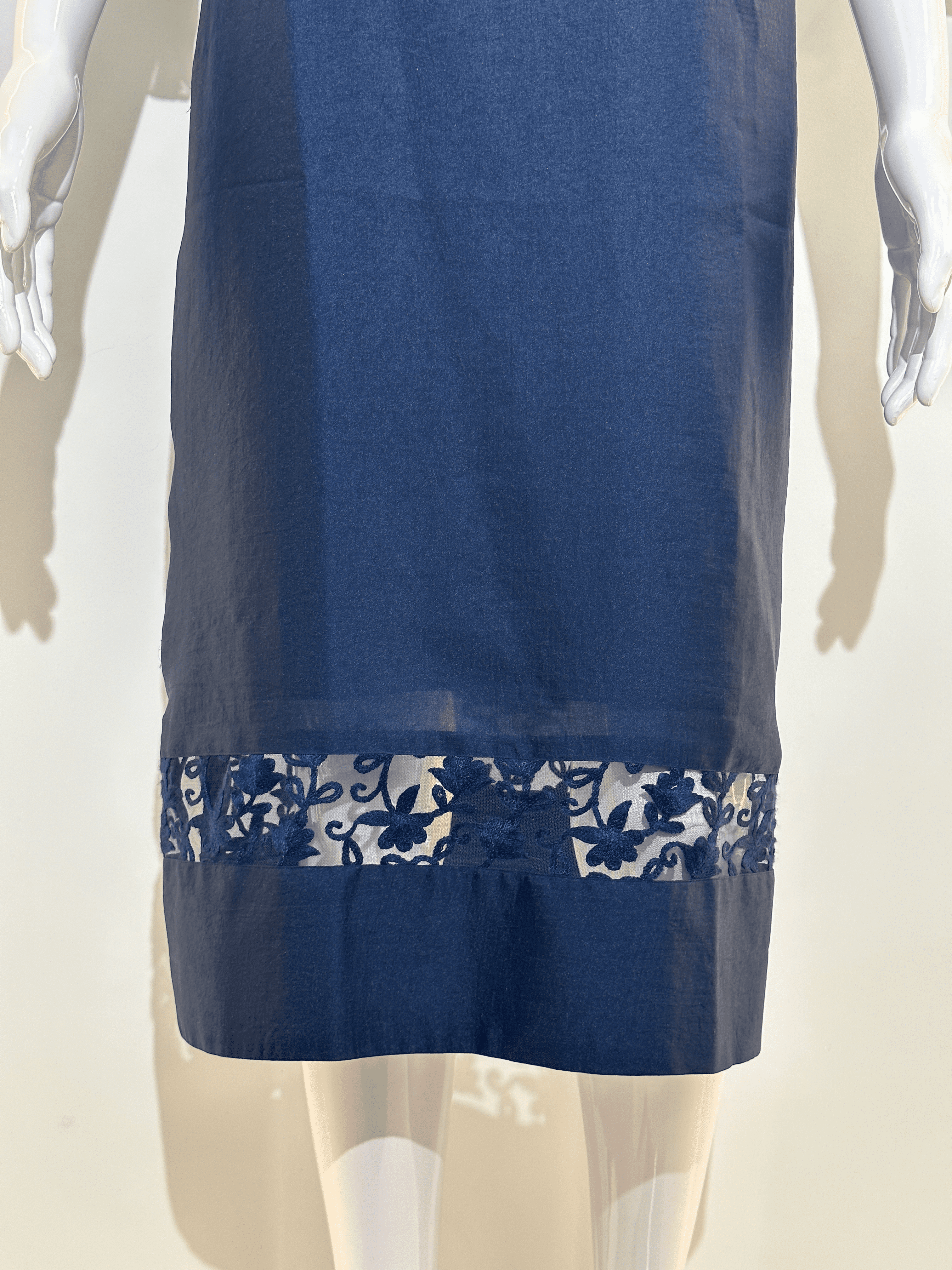 Image of Silk Straight Kurti with Work- Royal Blue Color