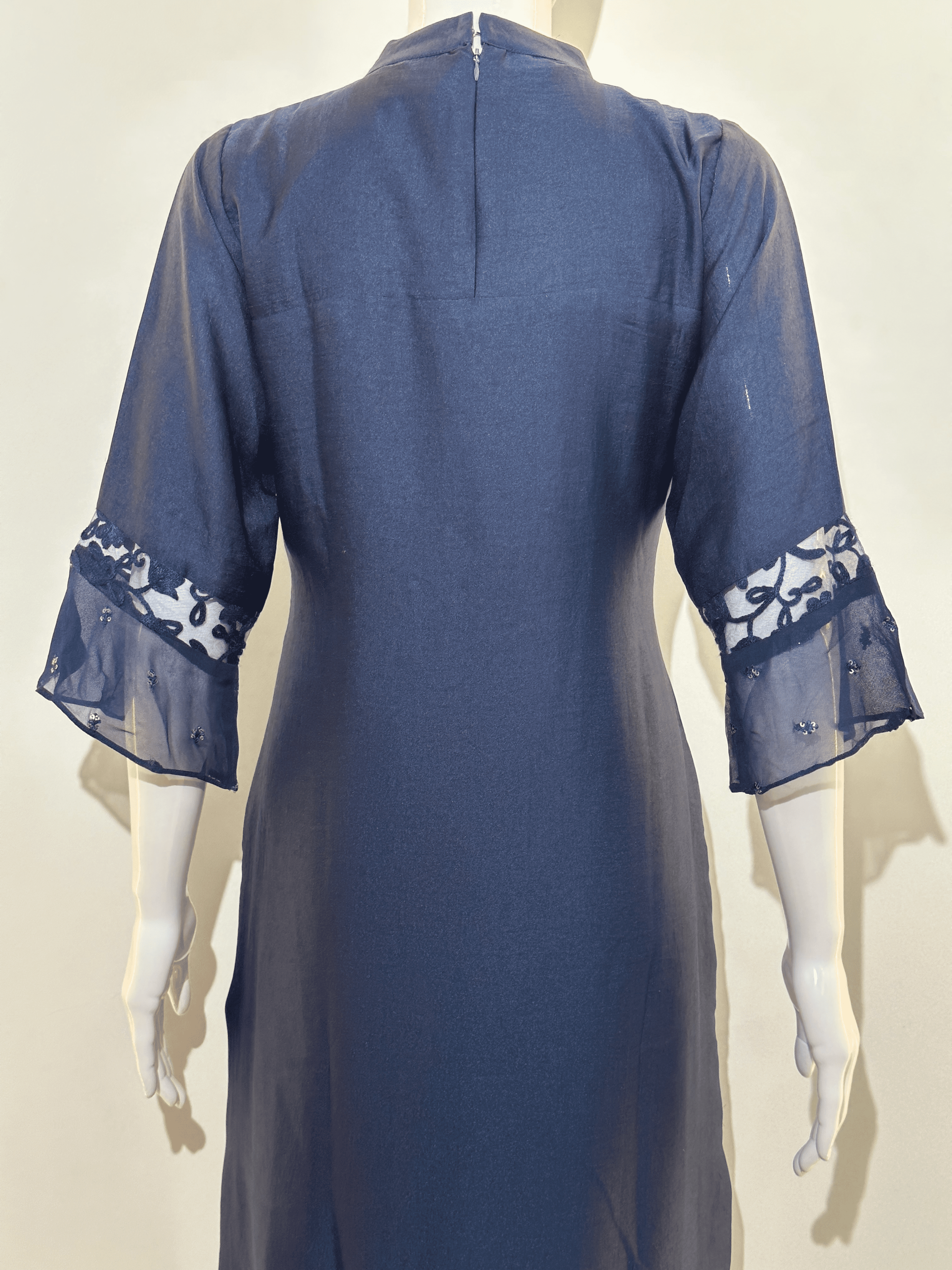 Image of Silk Straight Kurti with Work- Royal Blue Color