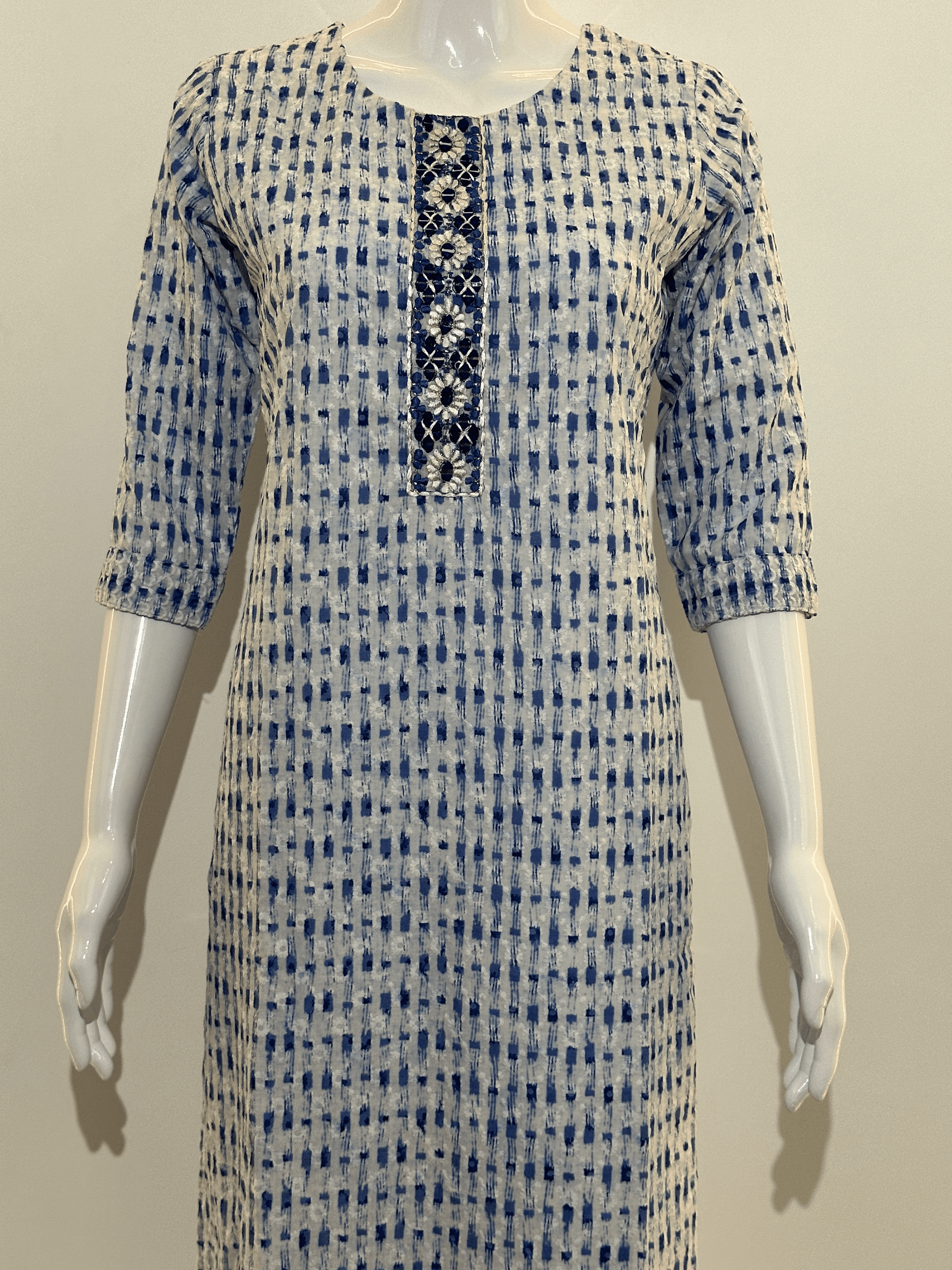 Image of Lucknowi work Cotton Straight Kurti