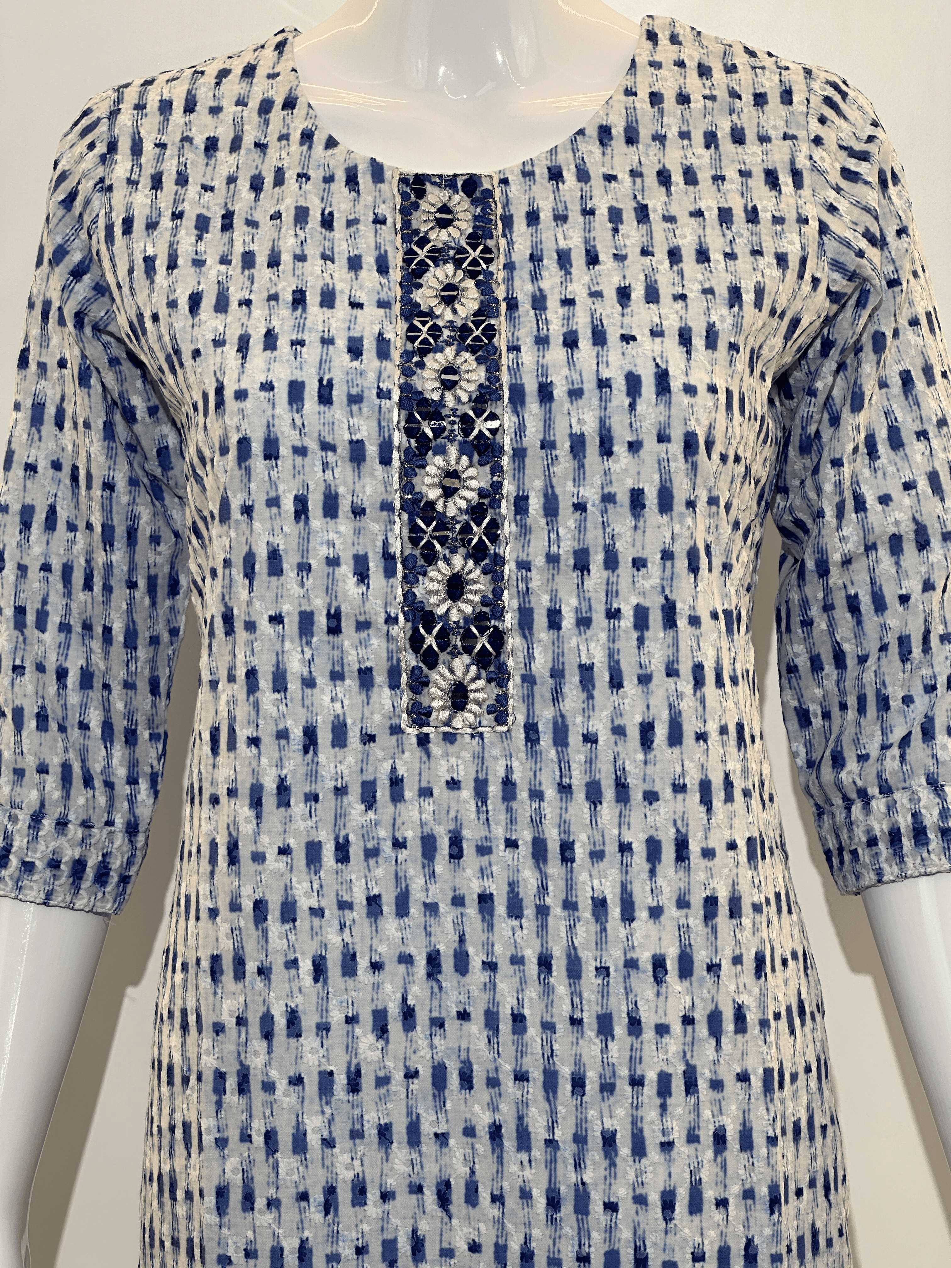 Image of Lucknowi work Cotton Straight Kurti