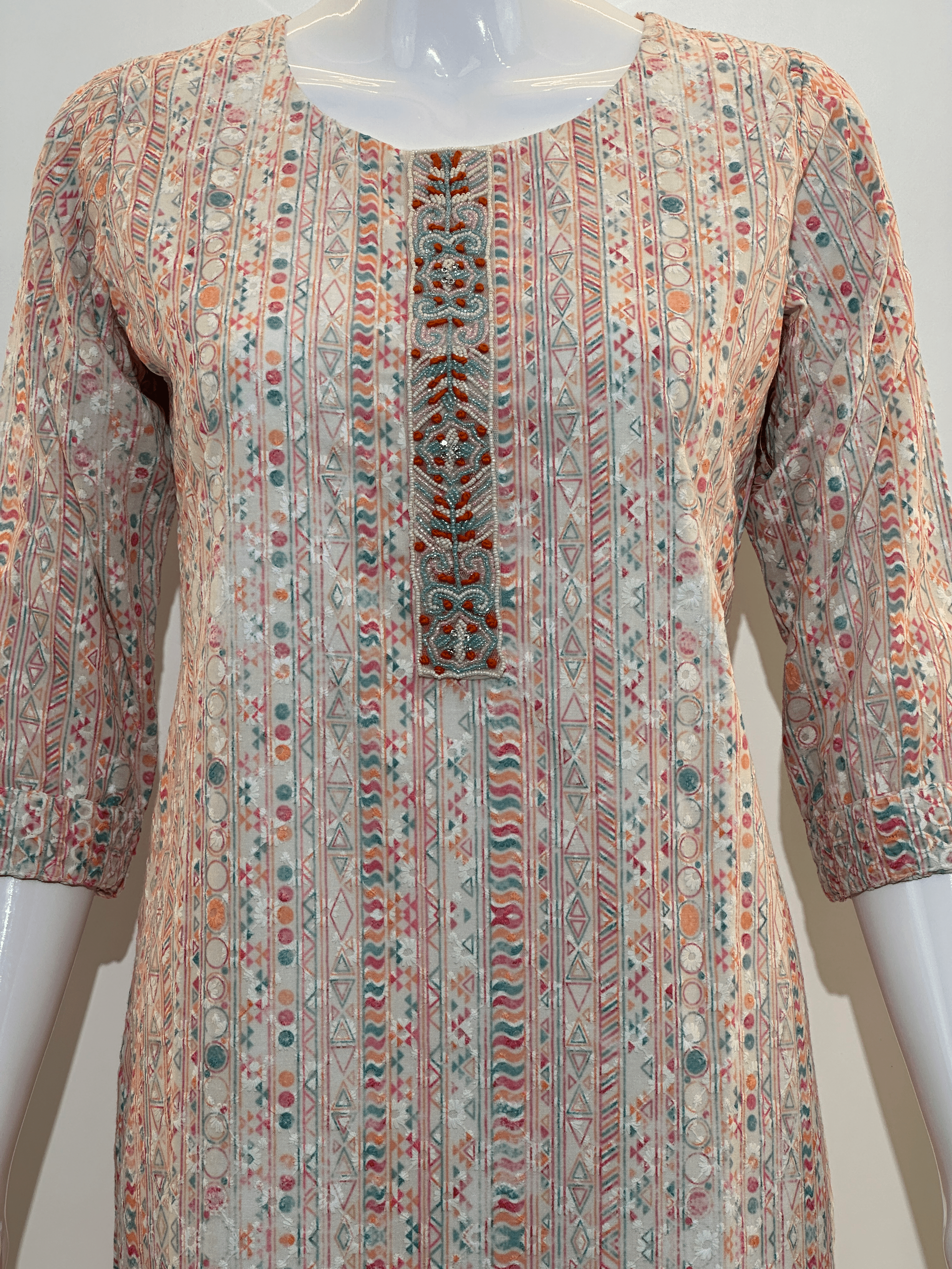 Image of Lucknowi work Cotton Straight Kurti