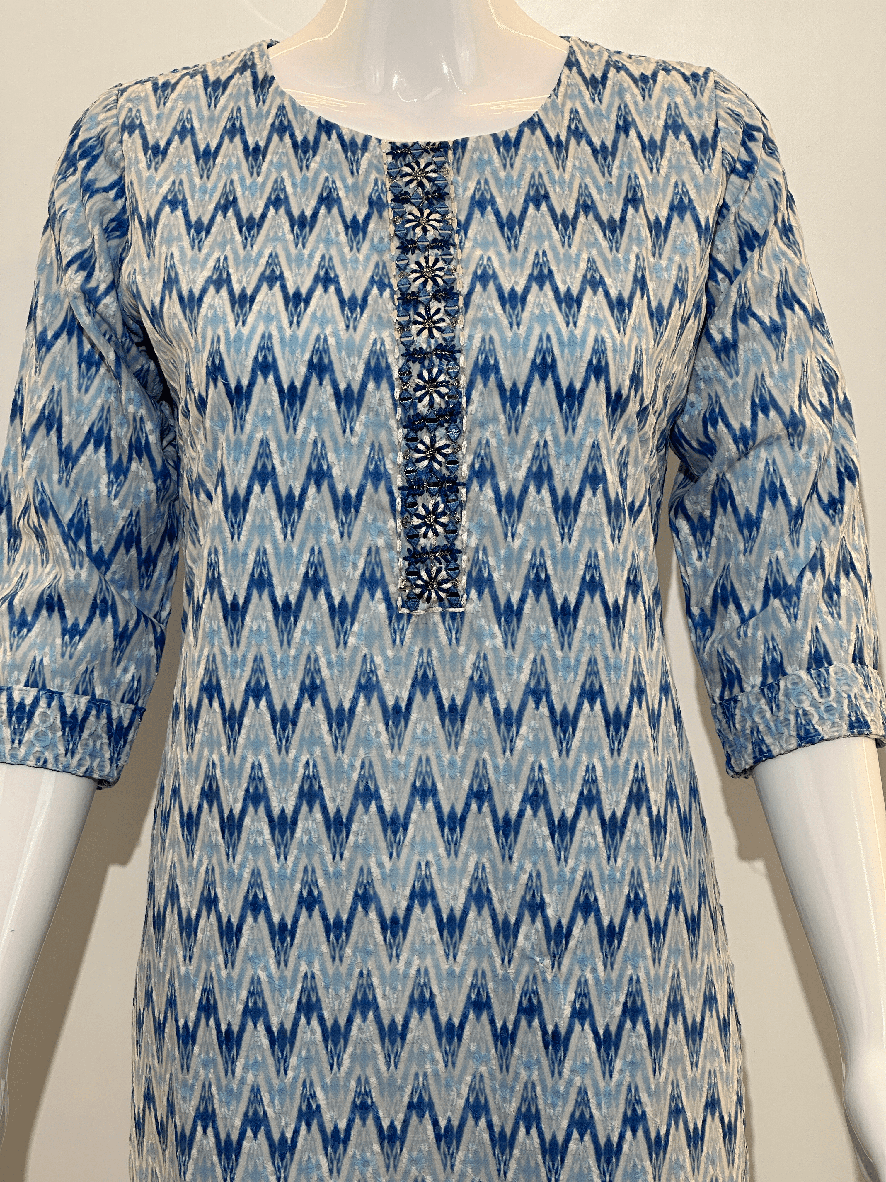 Lucknowi work Cotton Straight Kurti