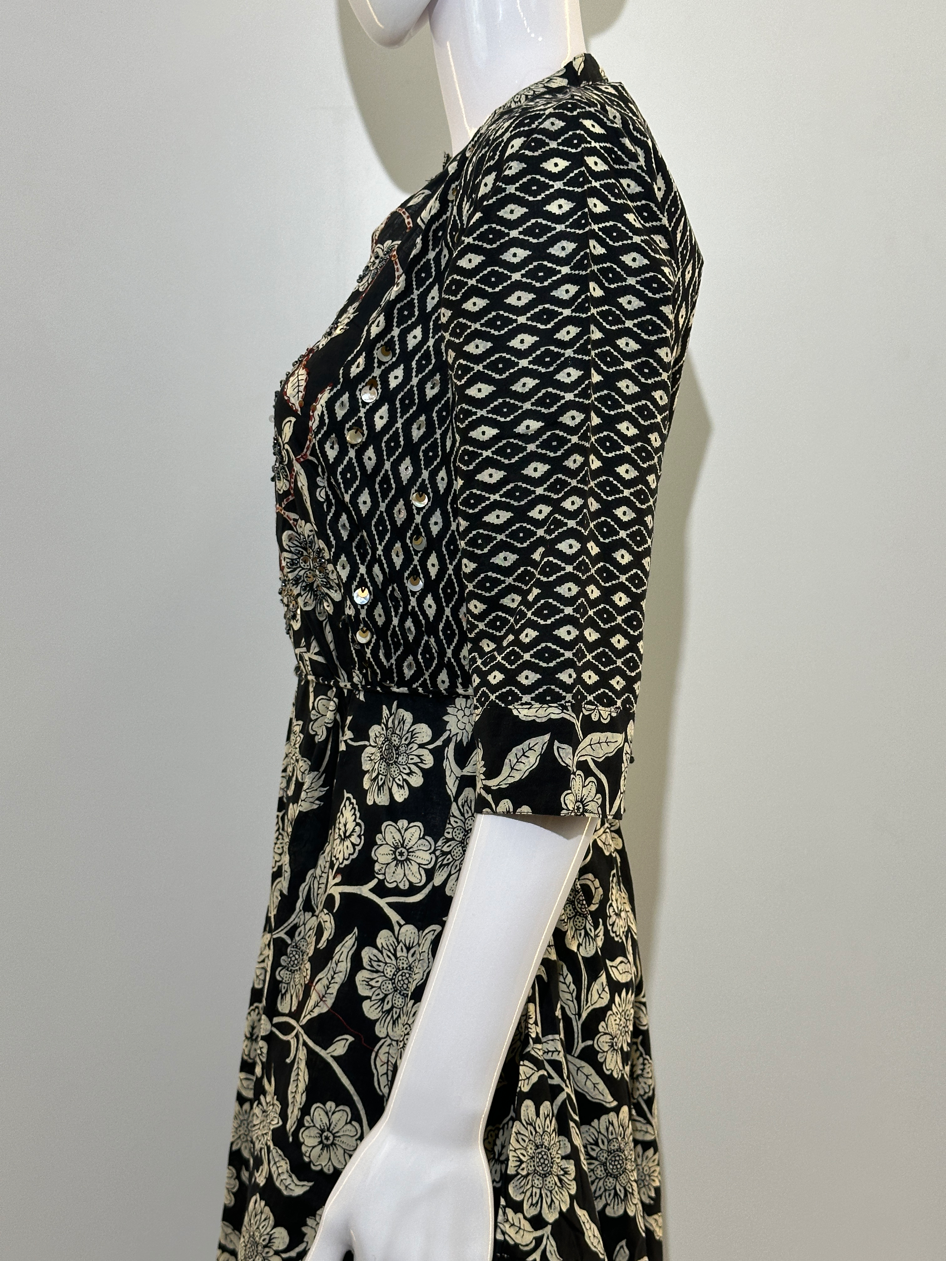 Image of Cotton Ankle Length Kurti With Embroidery