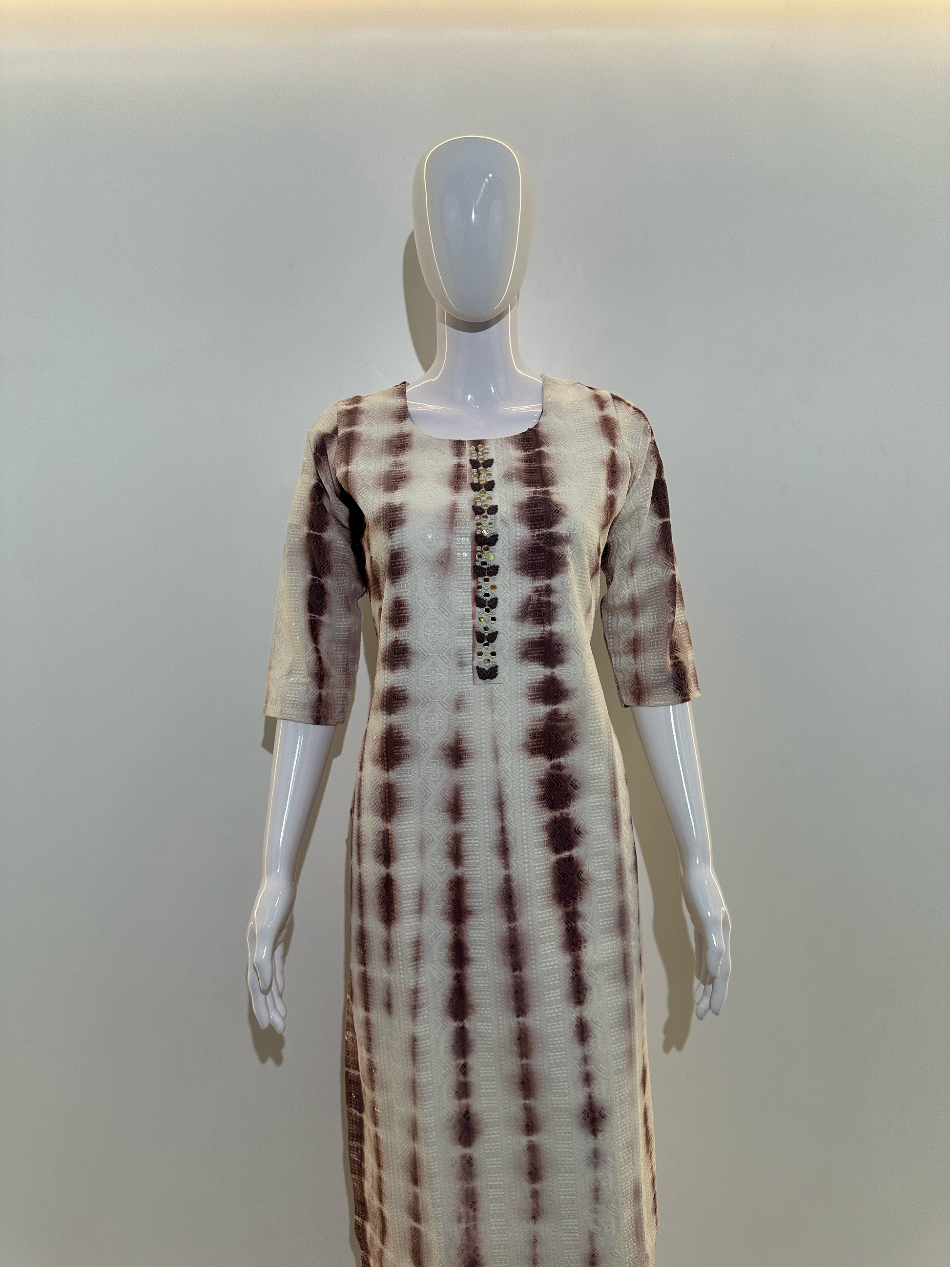 Lucknowi Tie - Dye Cotton Straight Kurti