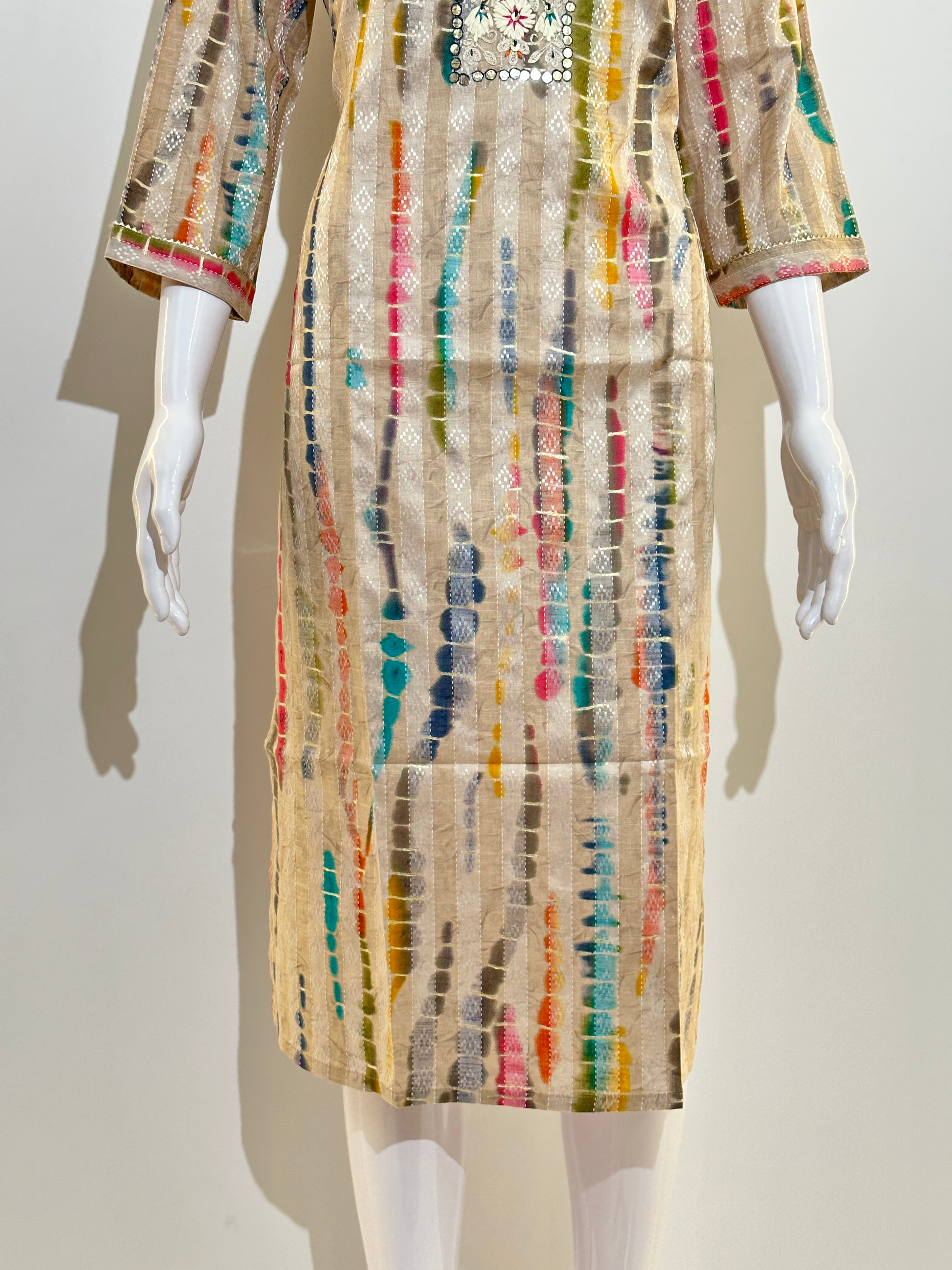 Image of Cotton with Center Mirror Hand work Kurti