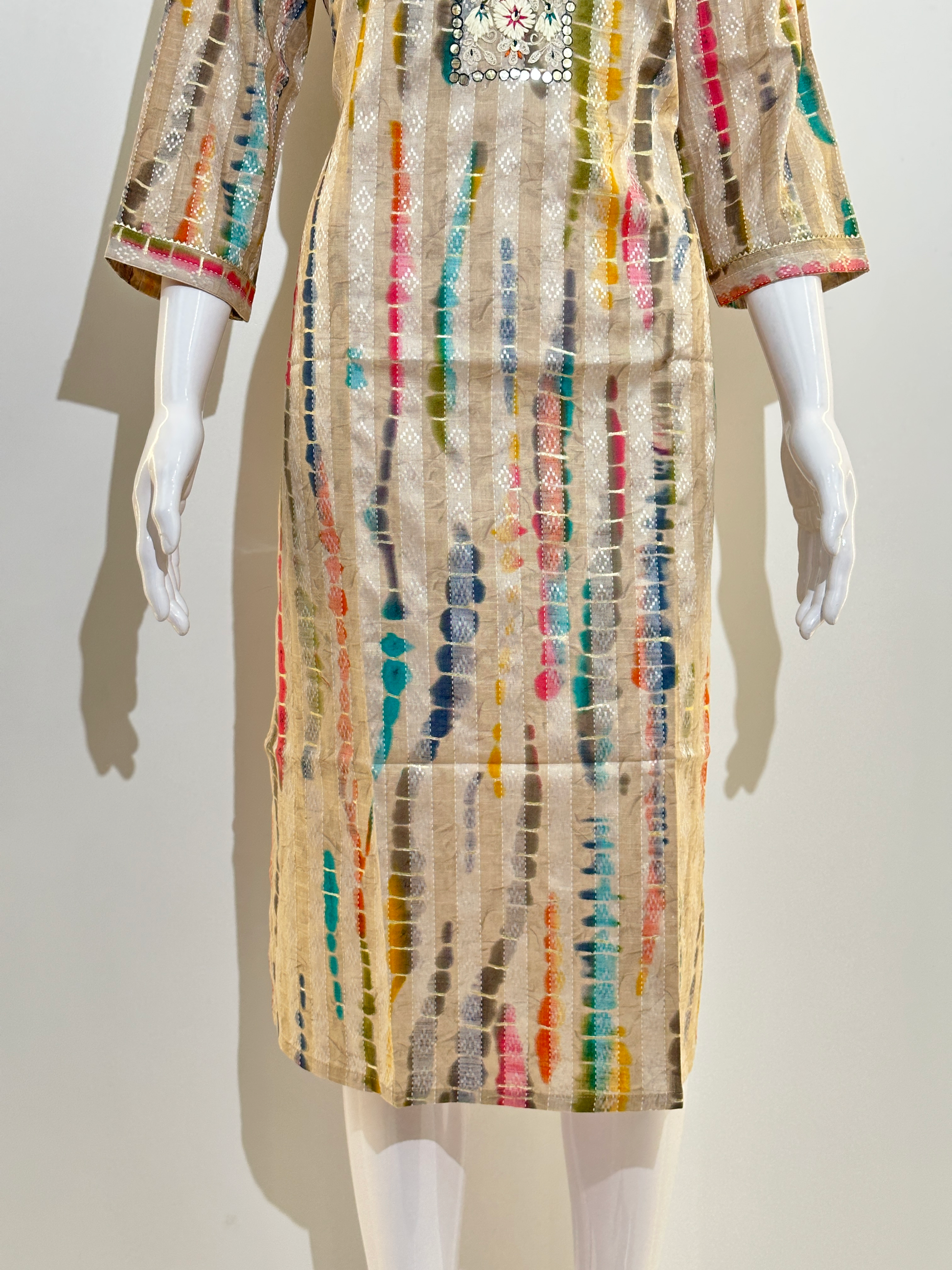 Cotton with Center Mirror Hand work Kurti