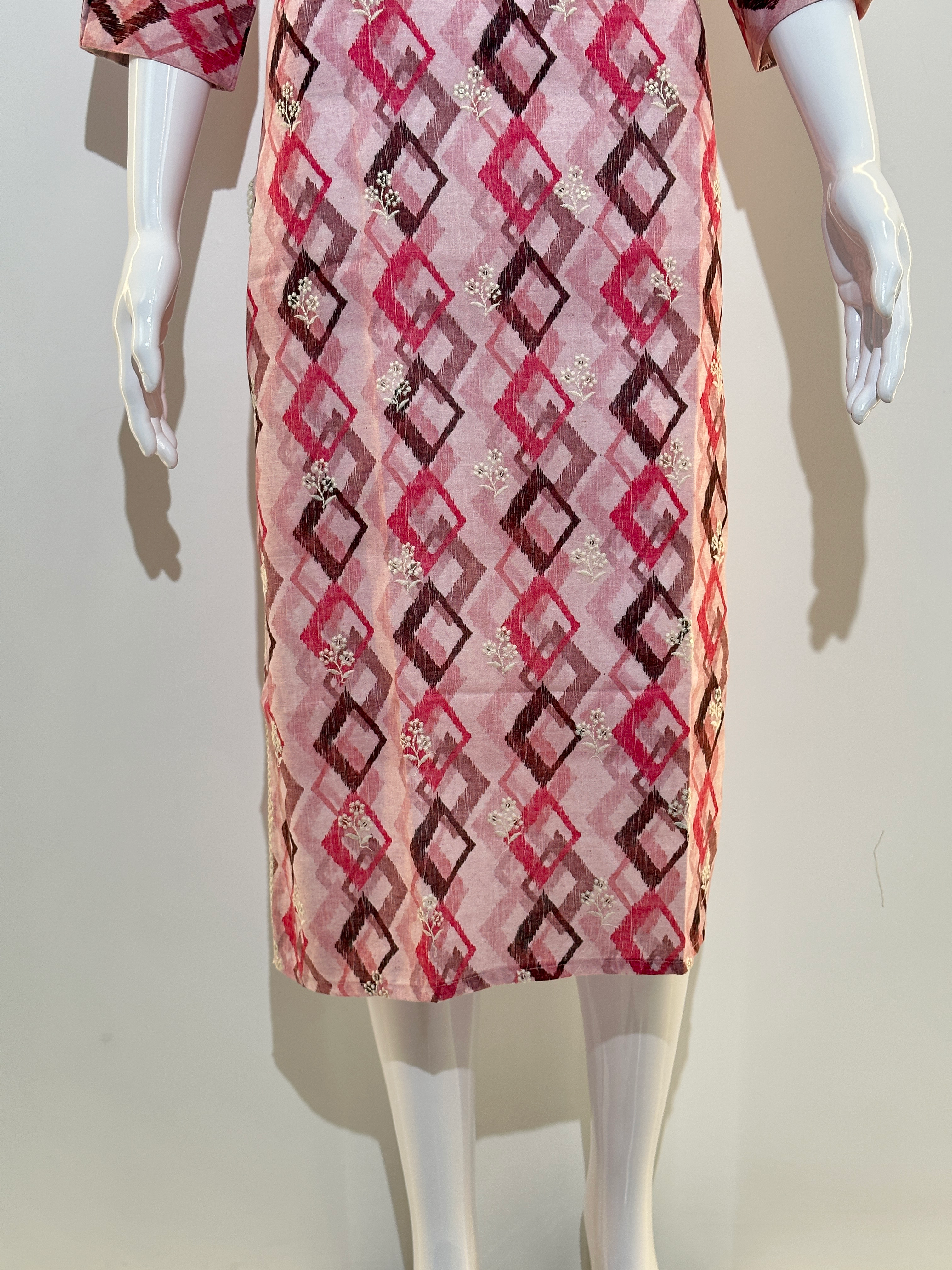Image of Cotton Straight Kurti with Embroidary Sequence work