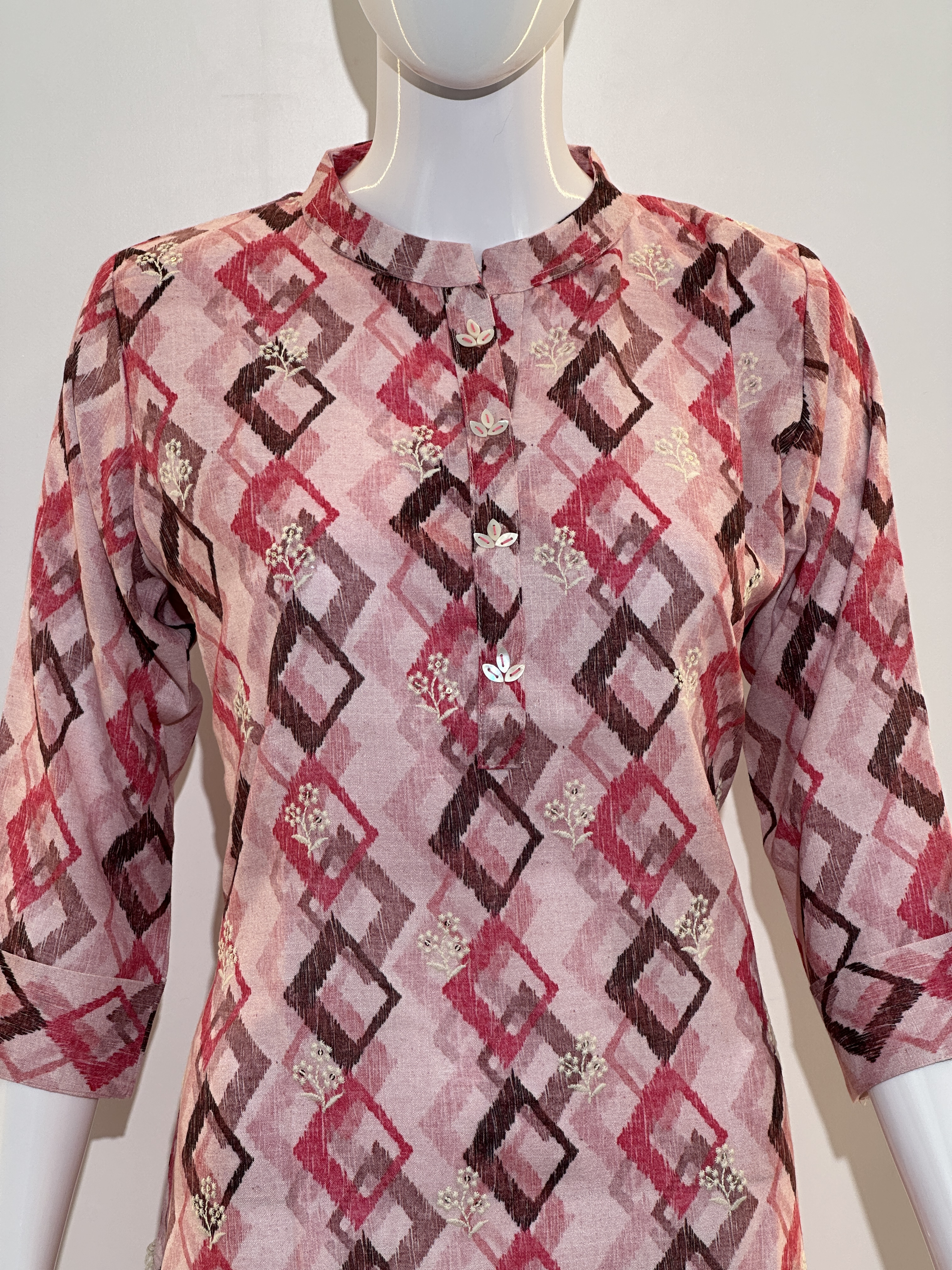 Image of Cotton Straight Kurti with Embroidary Sequence work