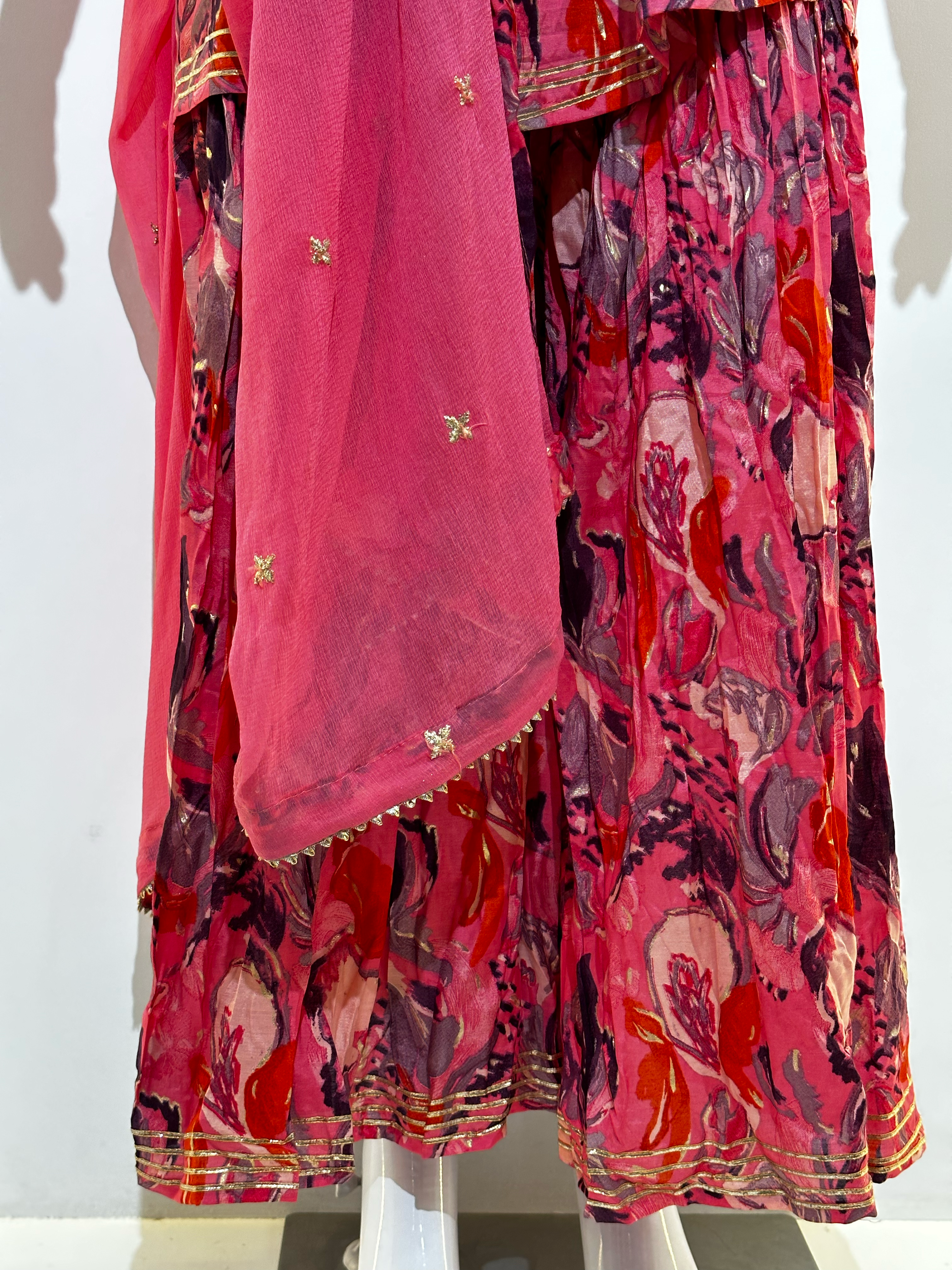 Image of Mull Cotton Angrakha Style Plazzo Set - 3 Piece