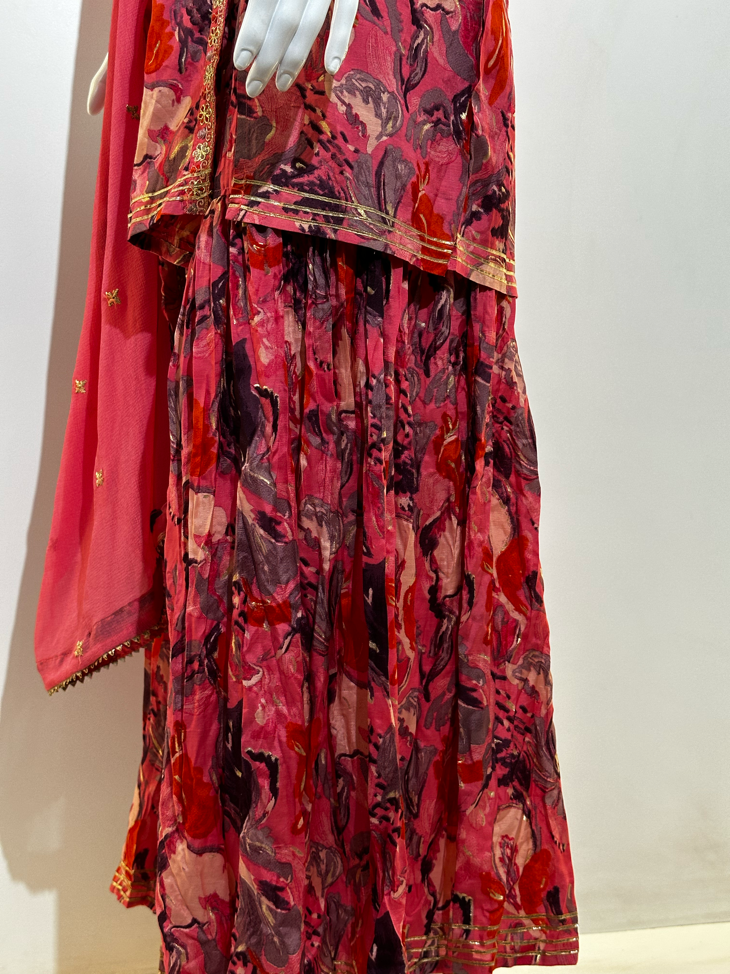 Mull Cotton Angrakha Style Plazzo Set - 3 Piece