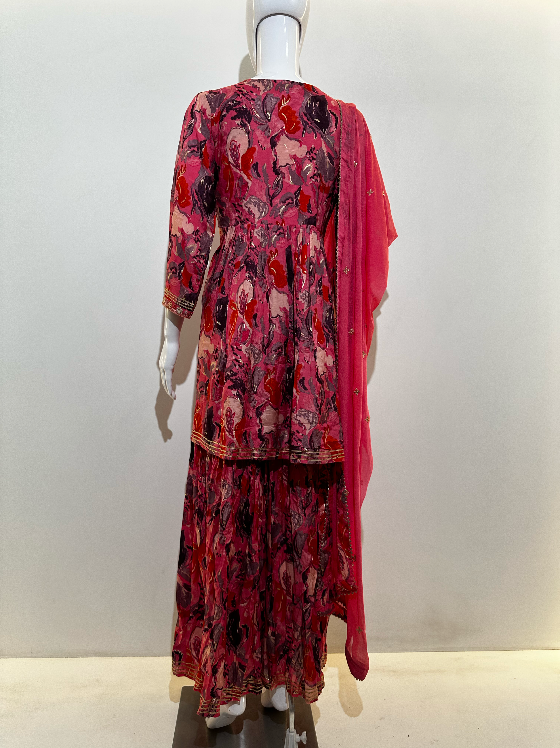 Mull Cotton Angrakha Style Plazzo Set - 3 Piece