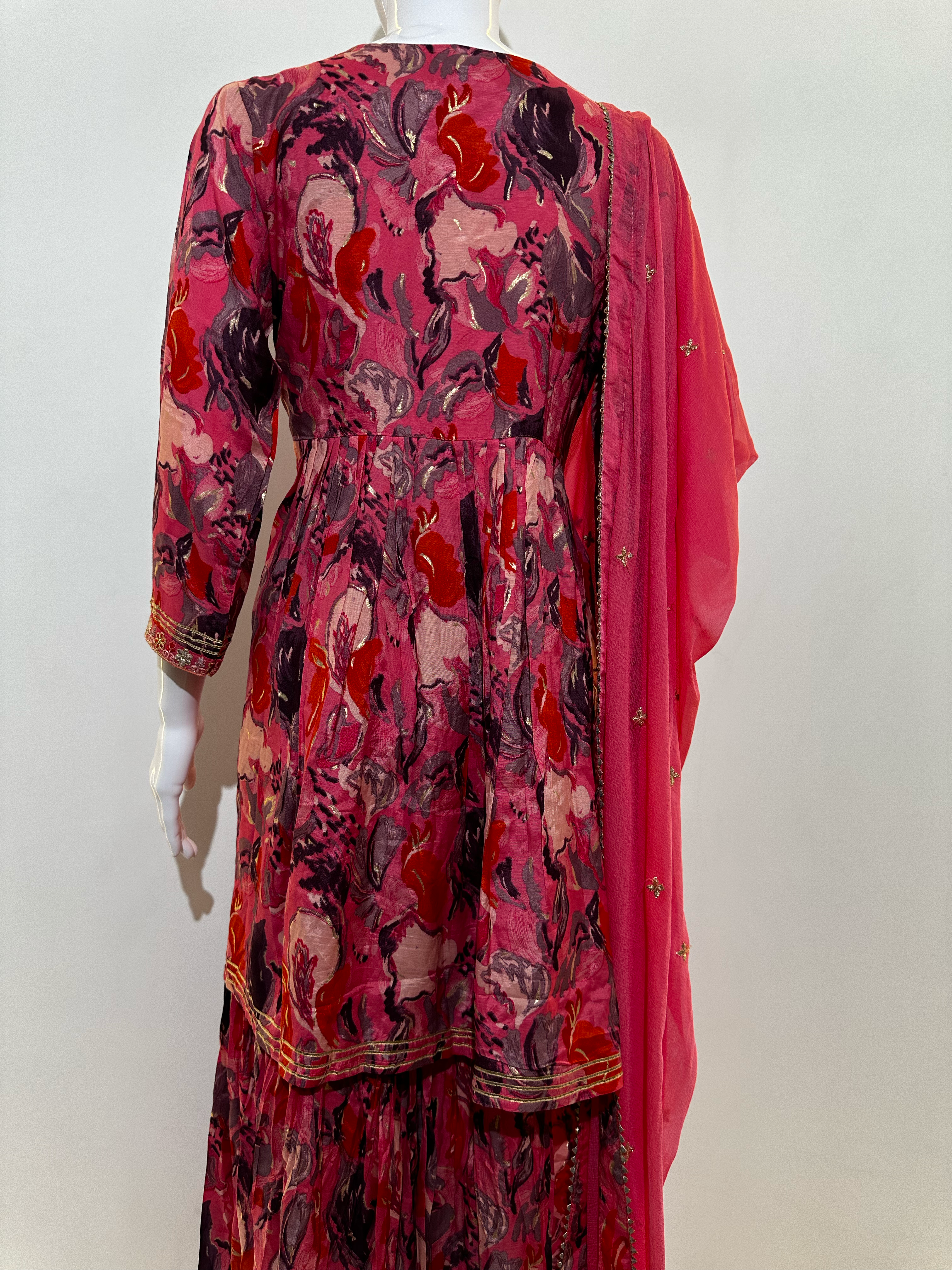 Mull Cotton Angrakha Style Plazzo Set - 3 Piece