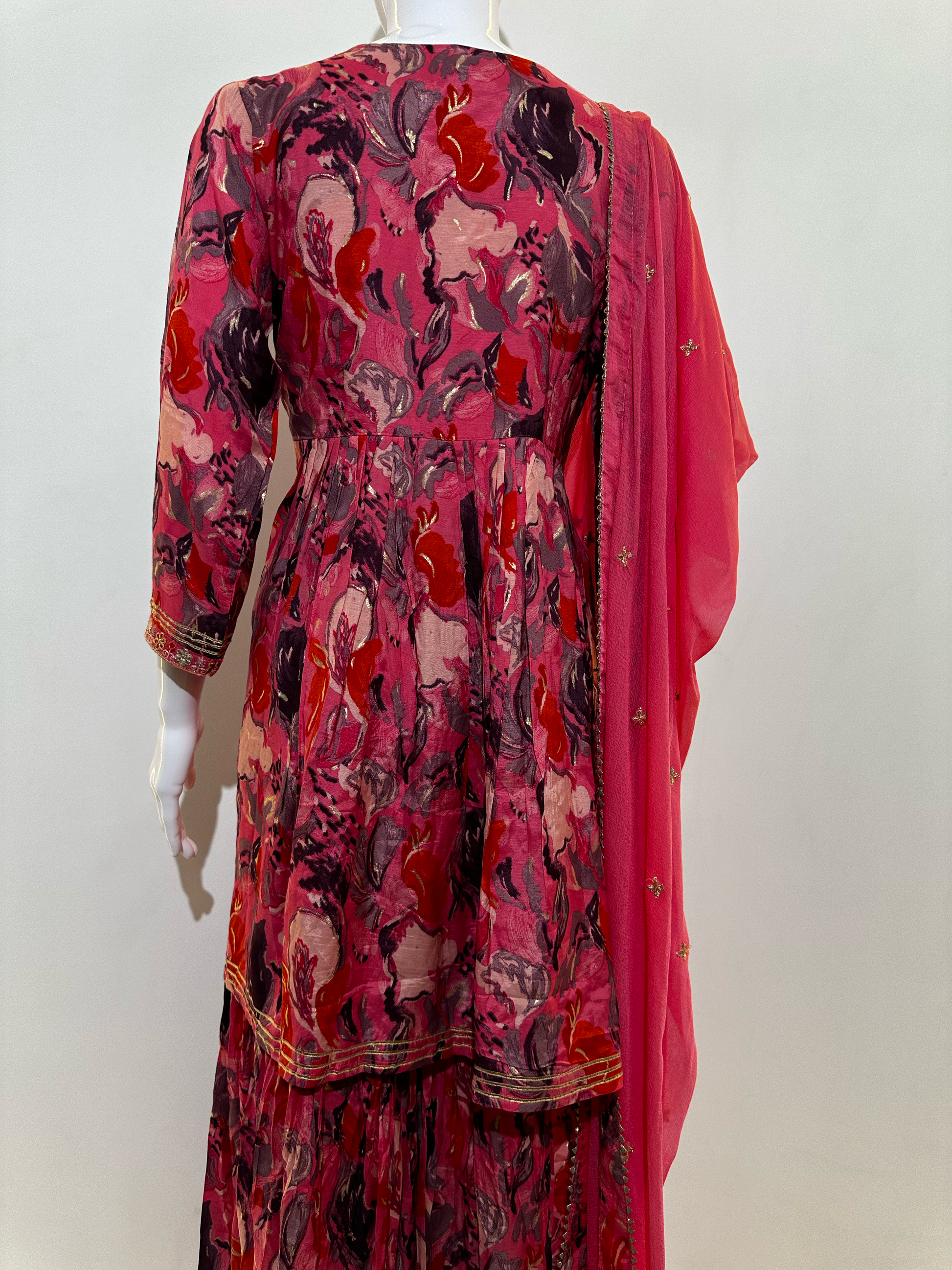 Mull Cotton Angrakha Style Plazzo Set - 3 Piece