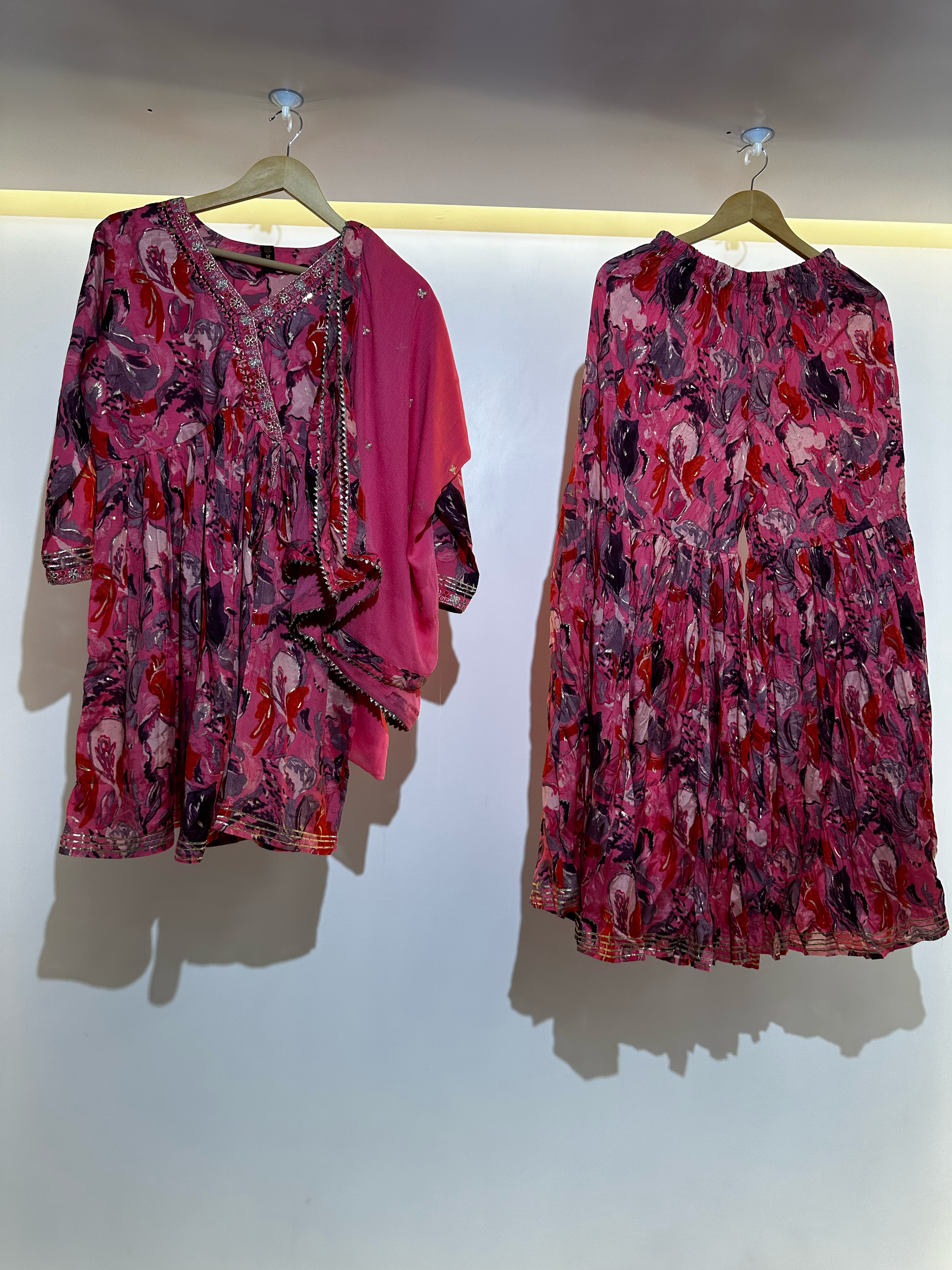 Mull Cotton Angrakha Style Plazzo Set - 3 Piece