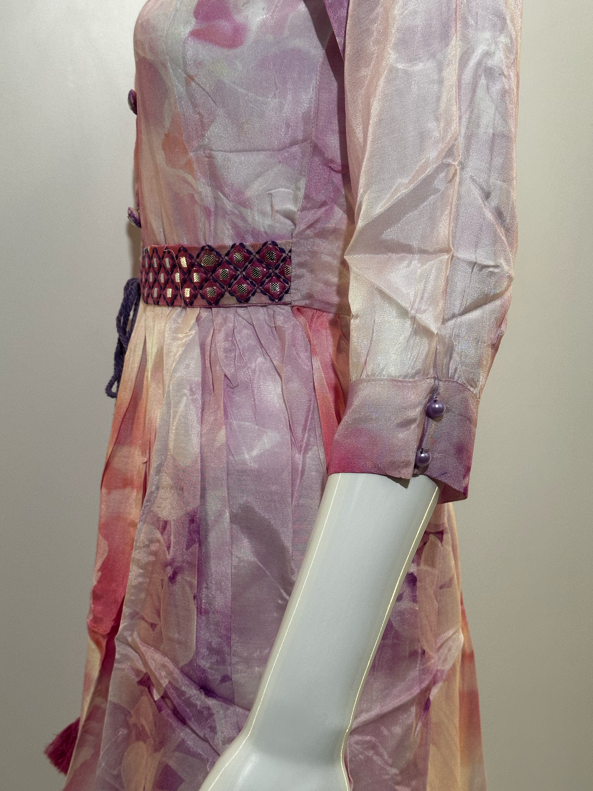 Pink Co-ord Set With Button Embroidery