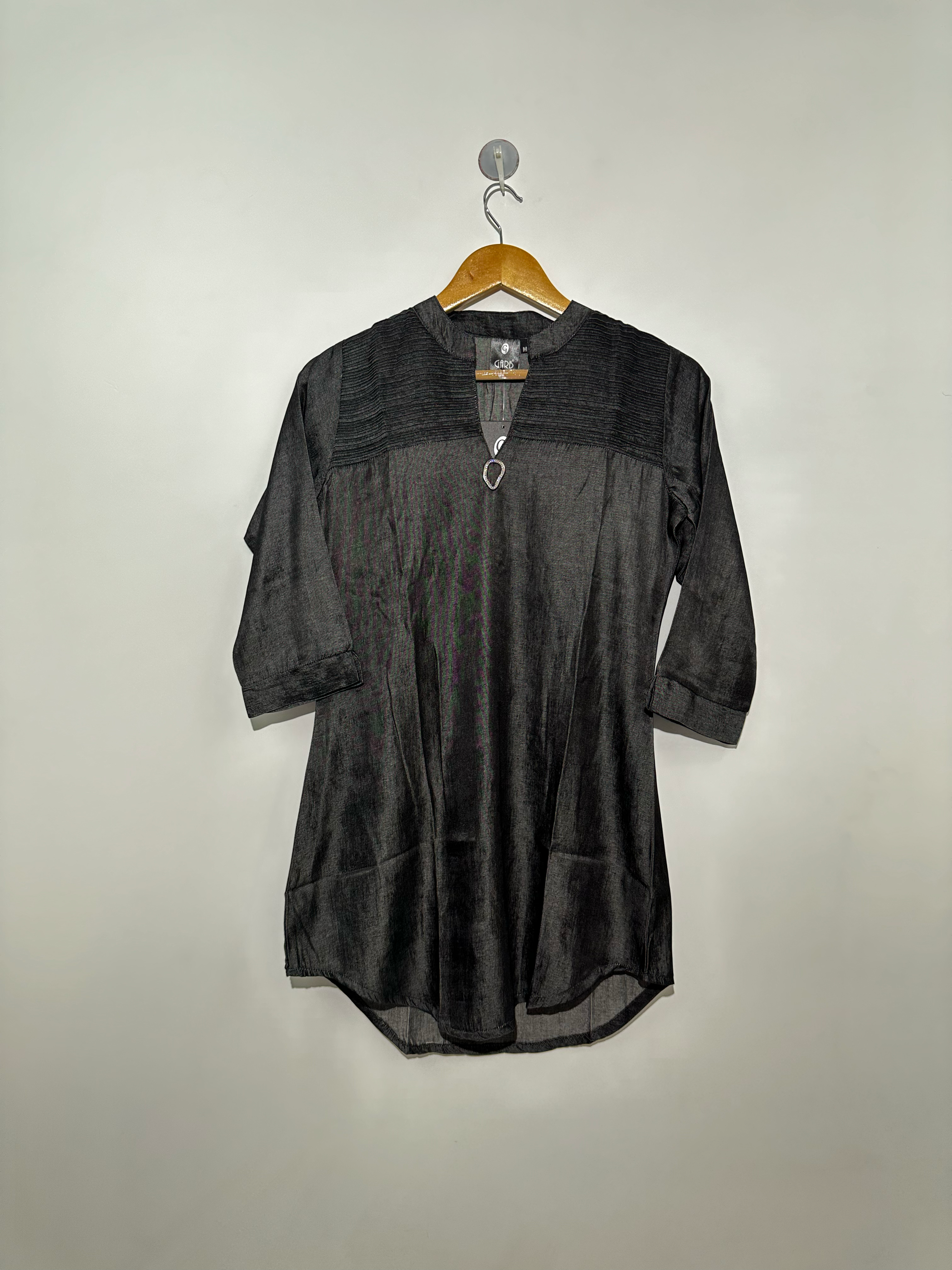 Image of Black Denim Tunic with center work