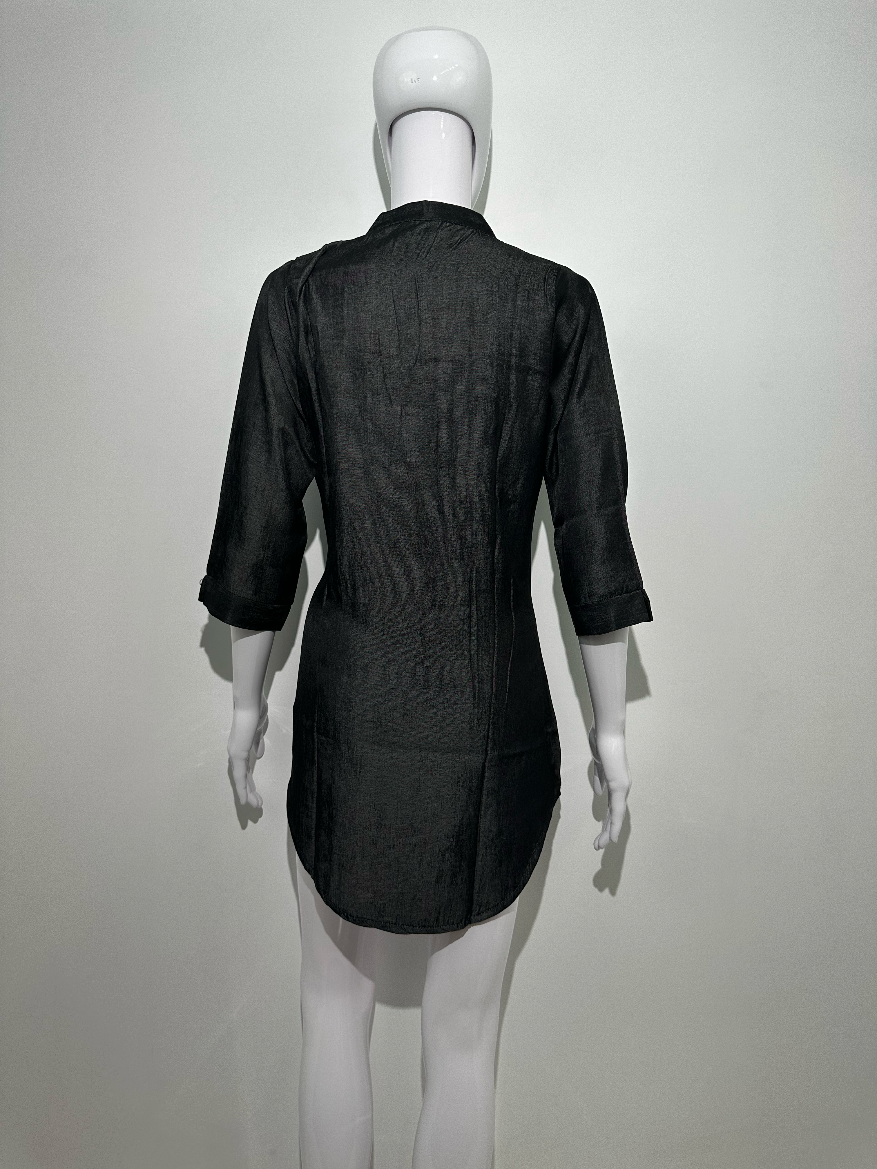 Image of Black Denim Tunic with center work