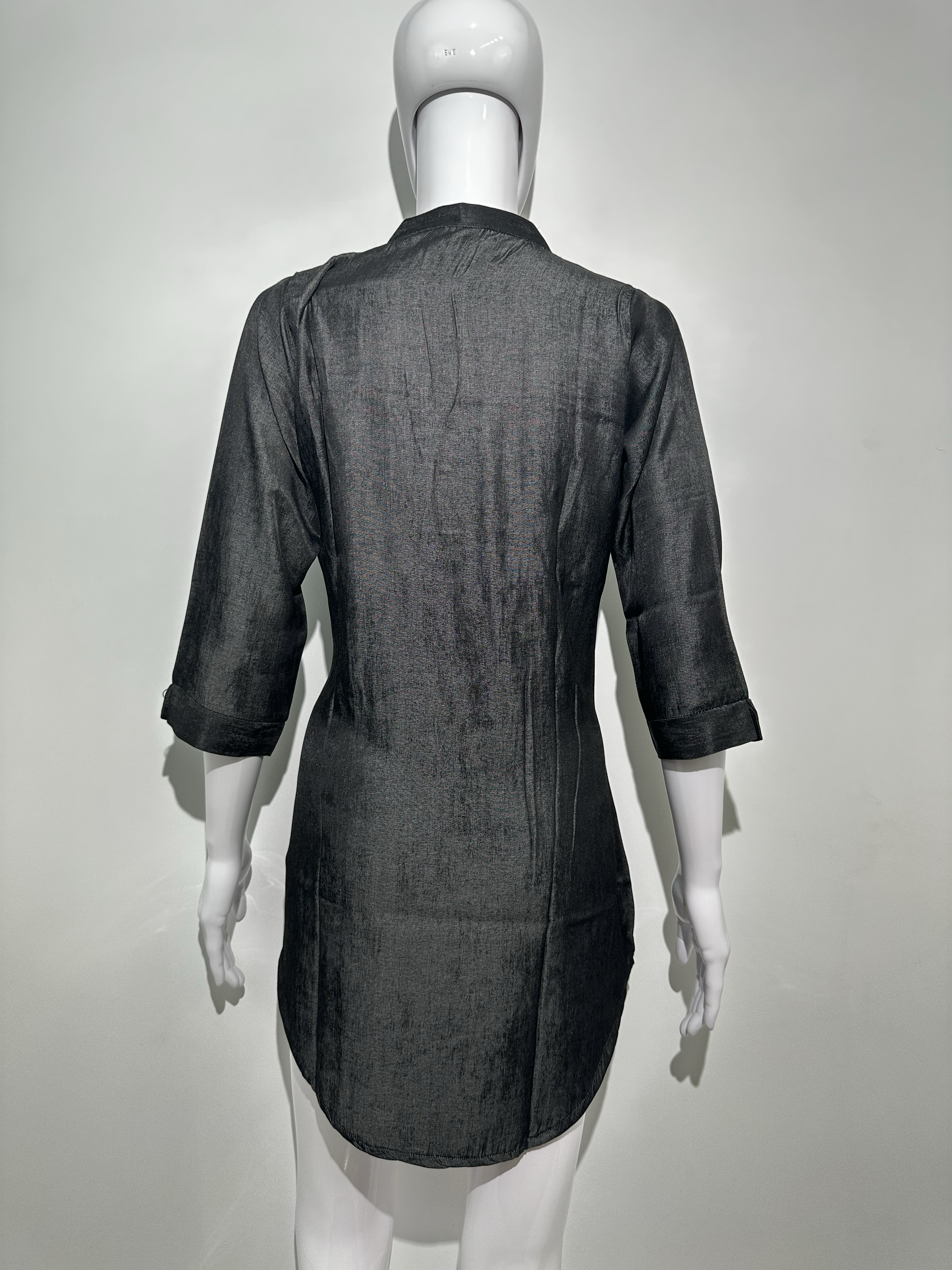 Image of Black Denim Tunic with center work