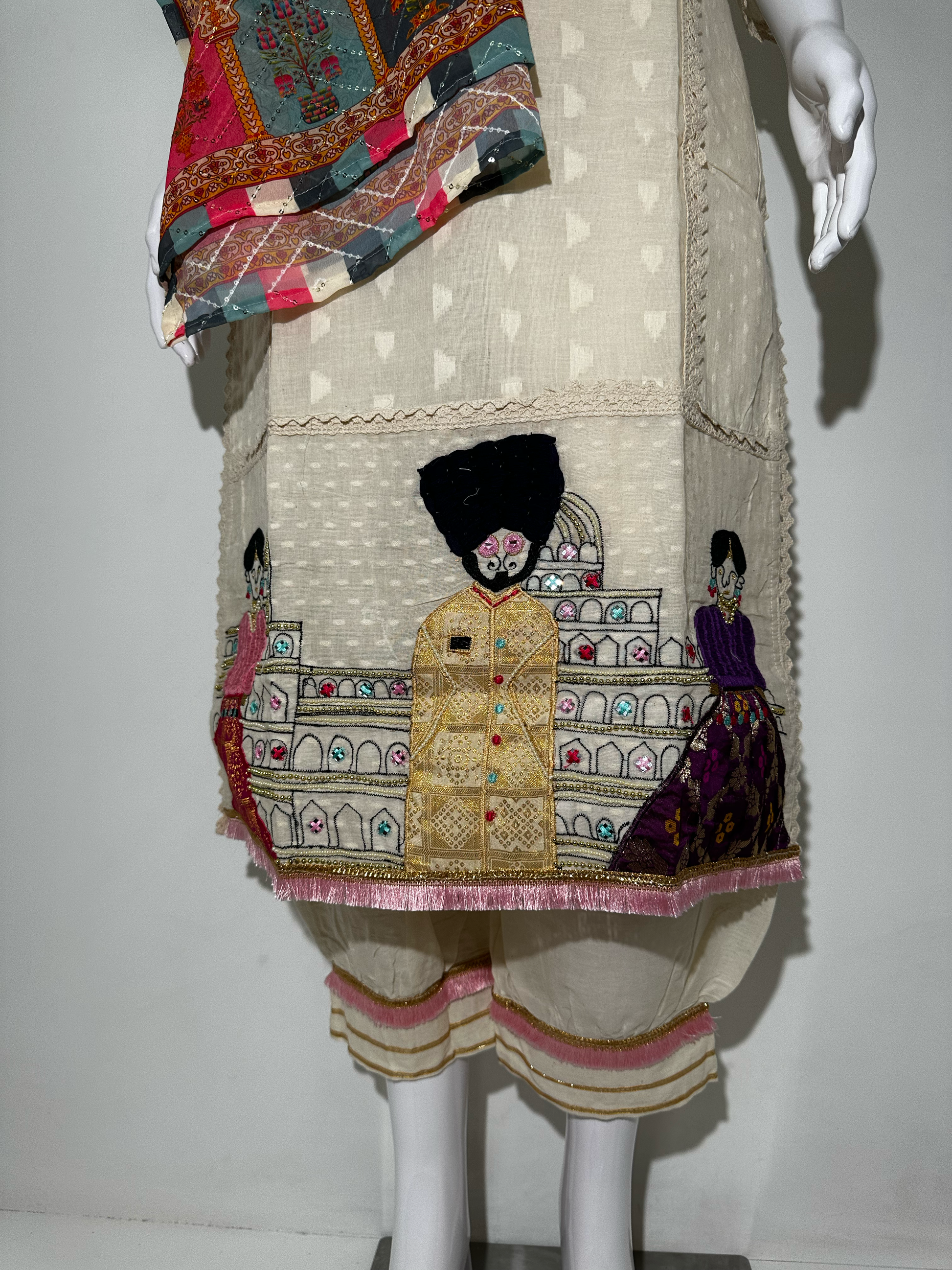 Afghani Style Daman Thread work  - 3 Piece