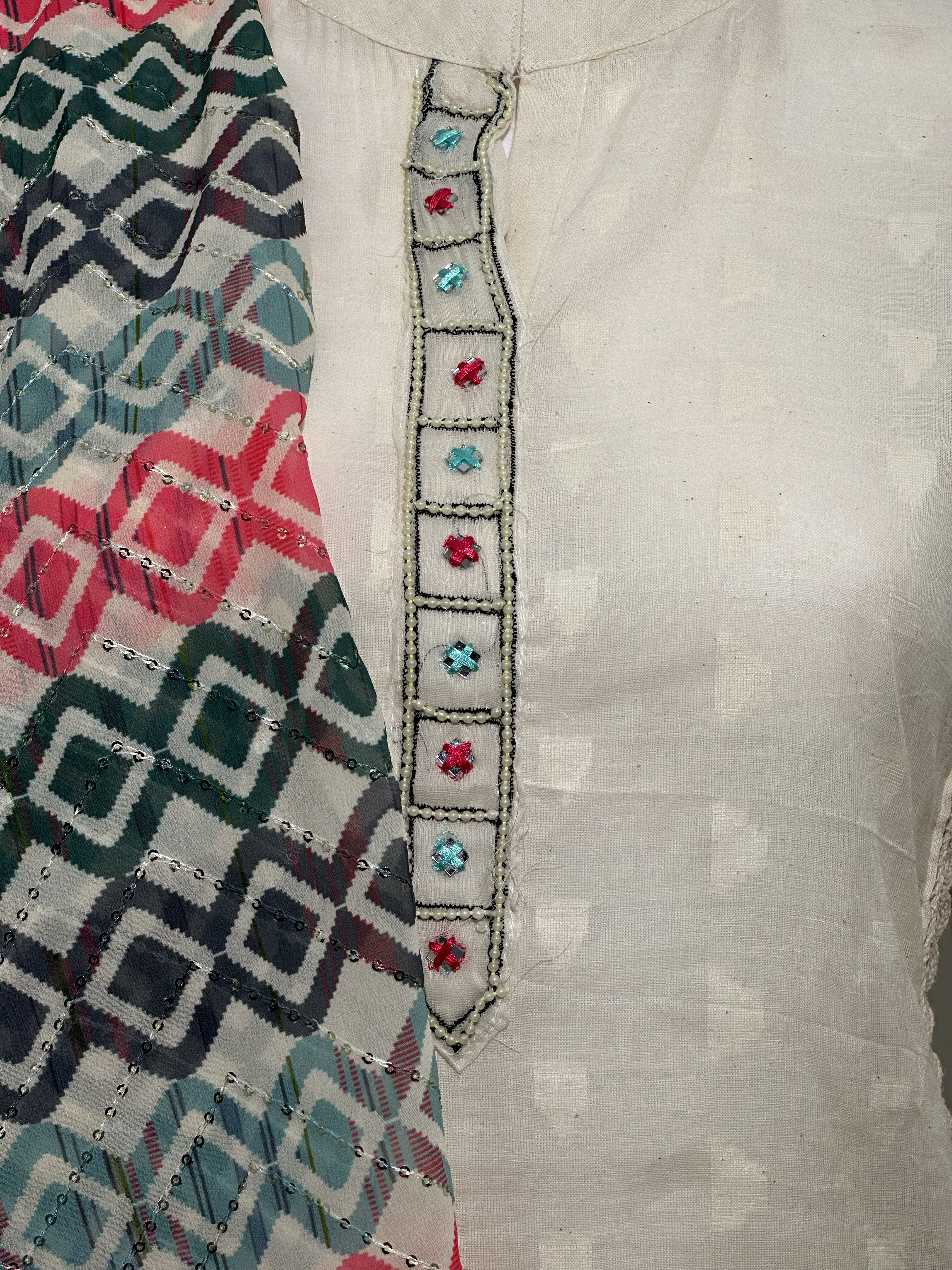 Image of Afghani Style Daman Thread work  - 3 Piece