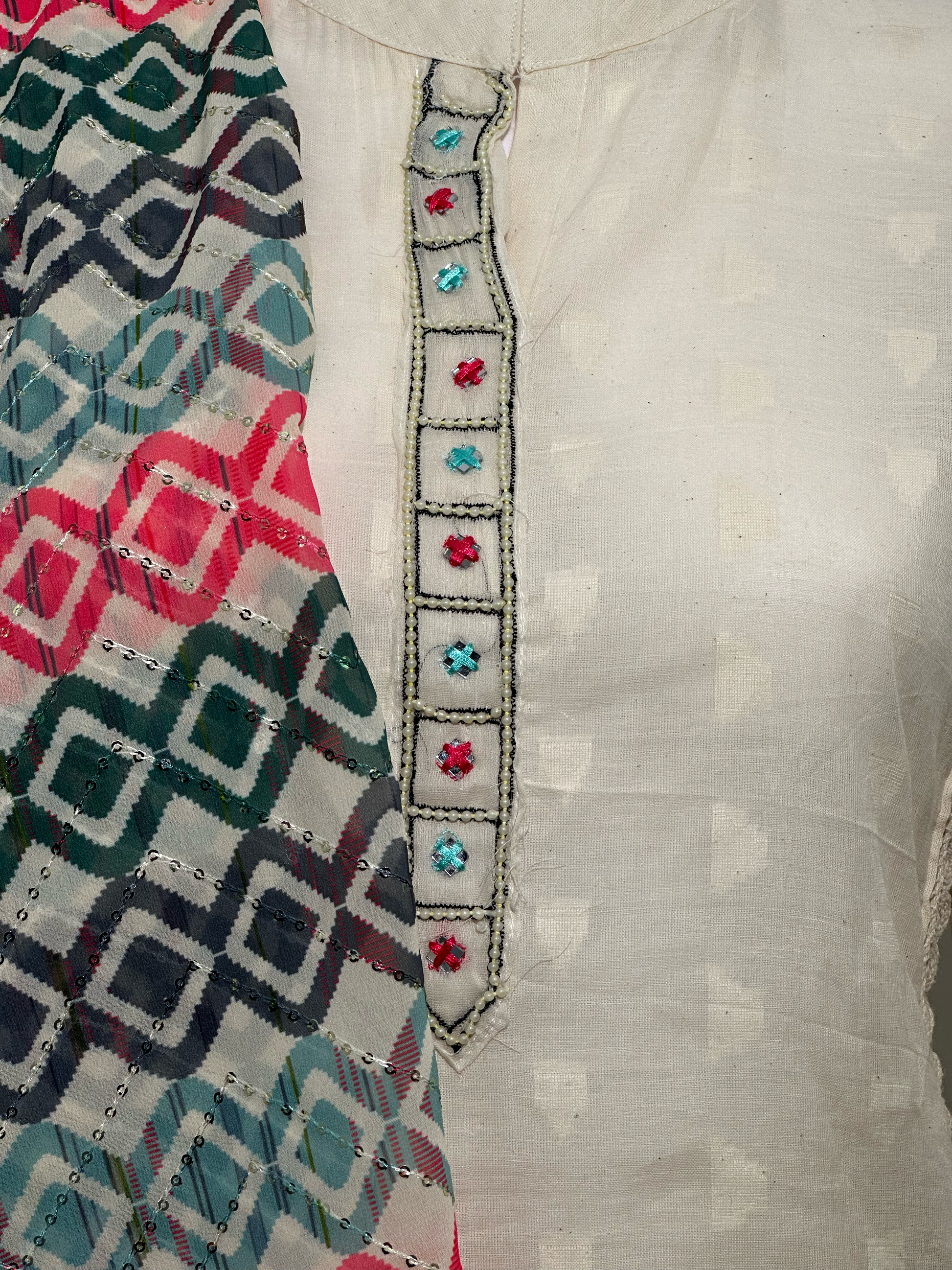 Afghani Style Daman Thread work  - 3 Piece