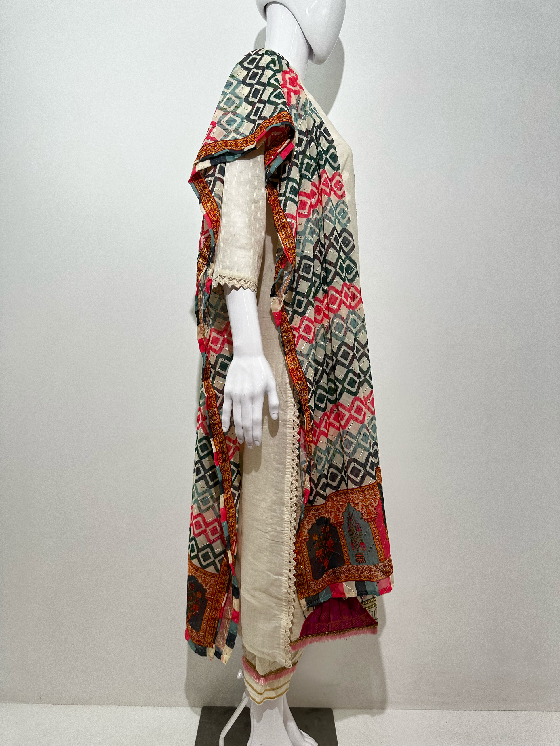 Afghani Style Daman Thread work  - 3 Piece