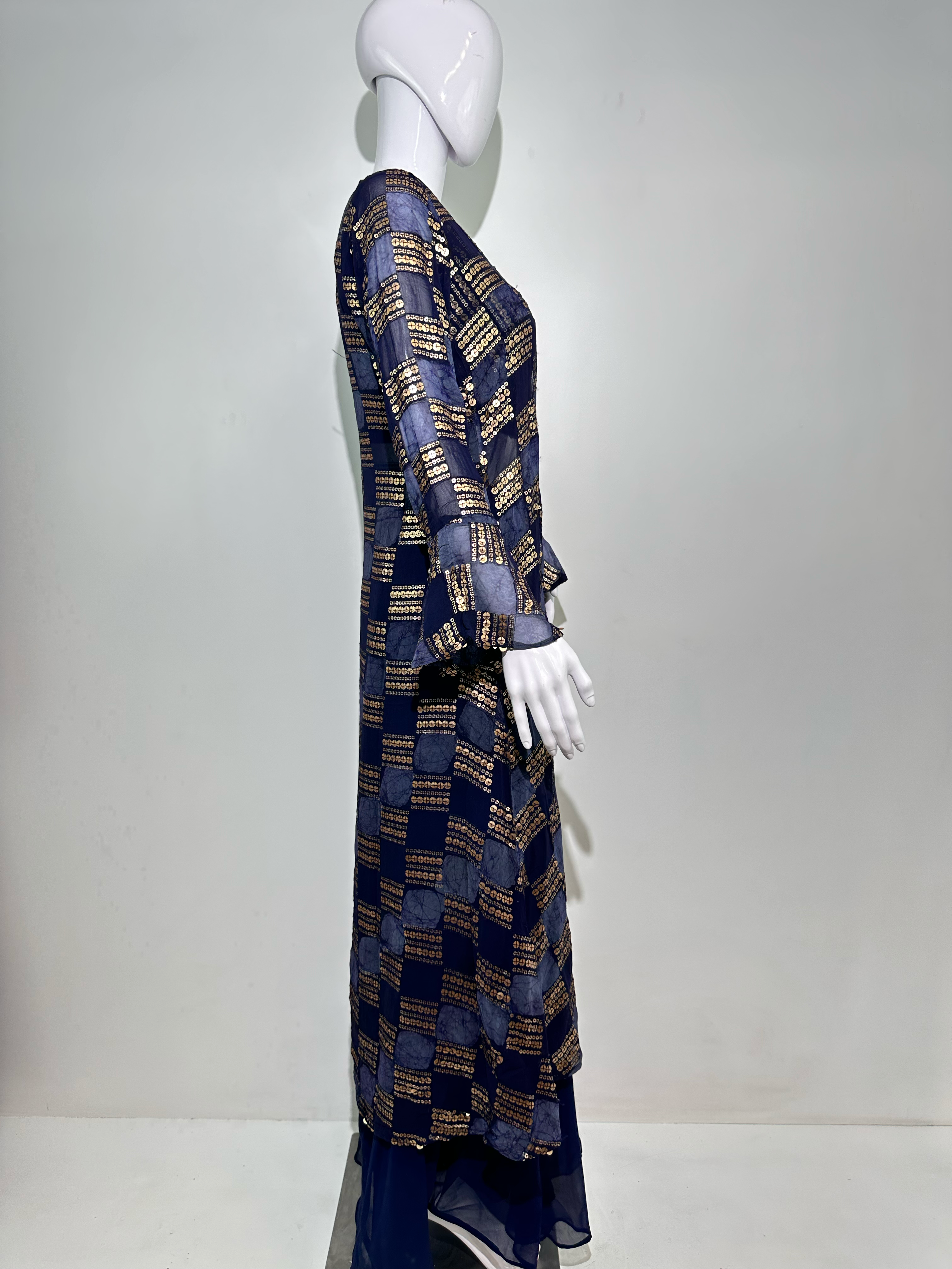 Image of Blue Georgette Three Piece Set