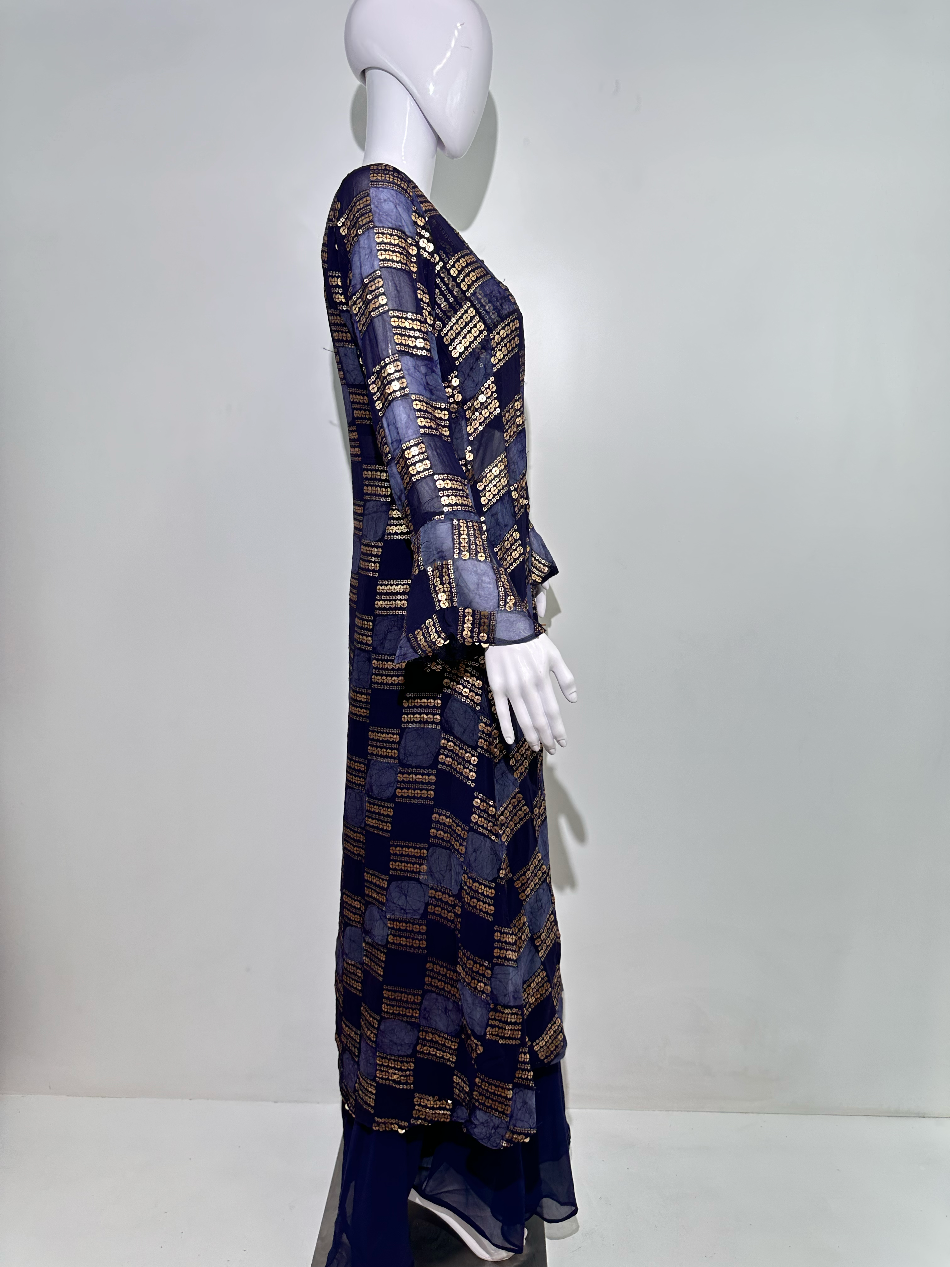 Image of Blue Georgette Three Piece Set