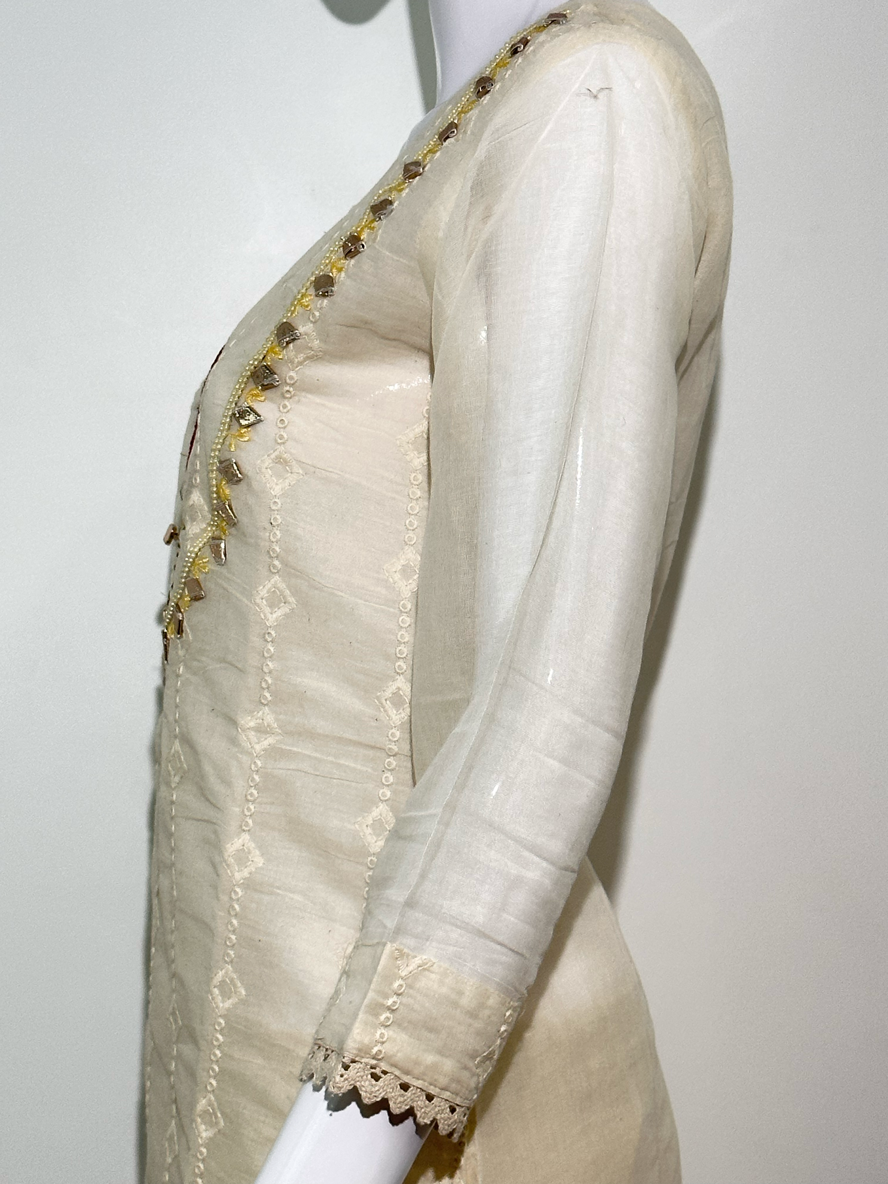 Image of Cotton Linen Embroidery Kurti Set