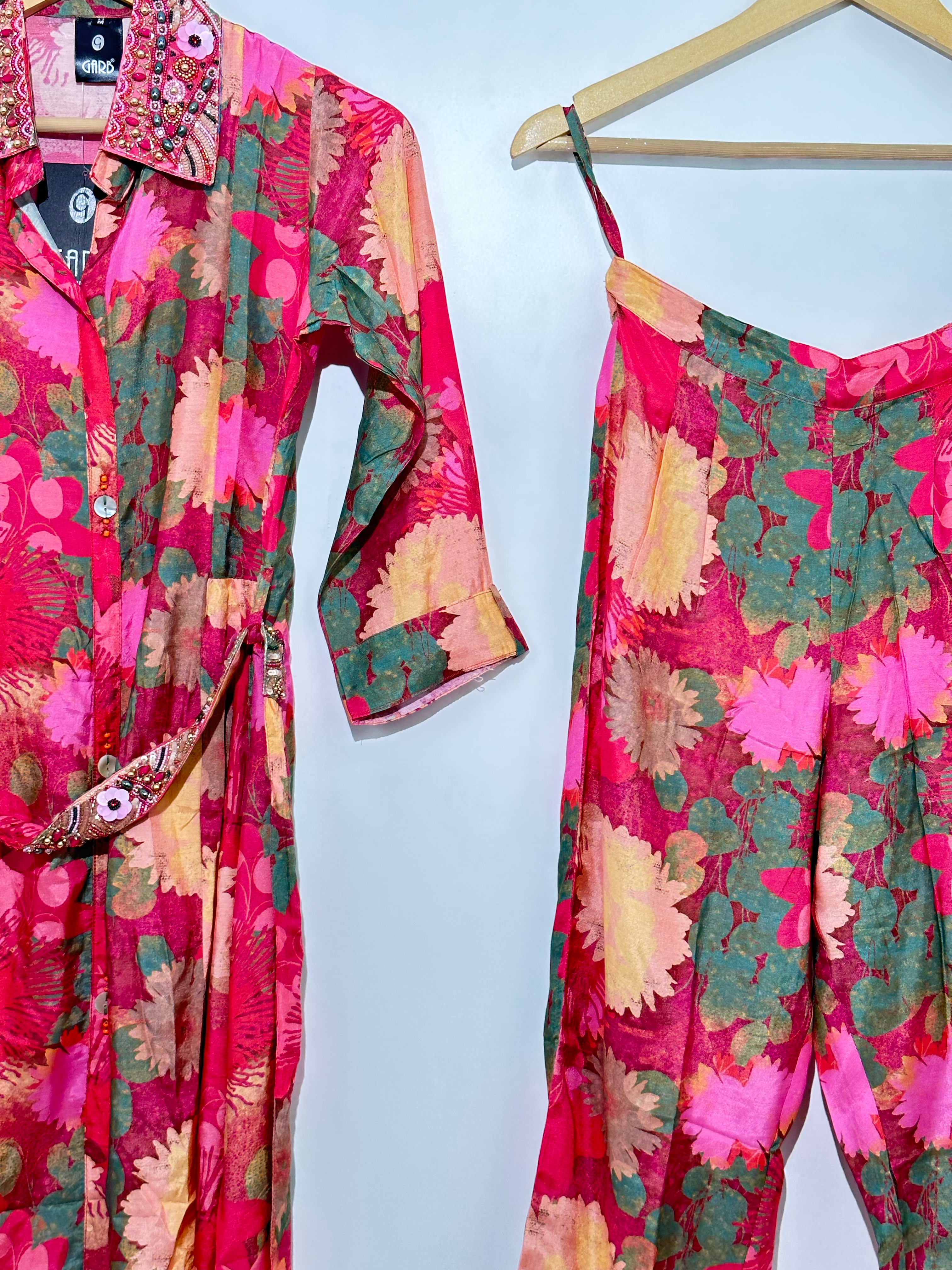 Image of Muslin Hand work Coord Set - with Belt