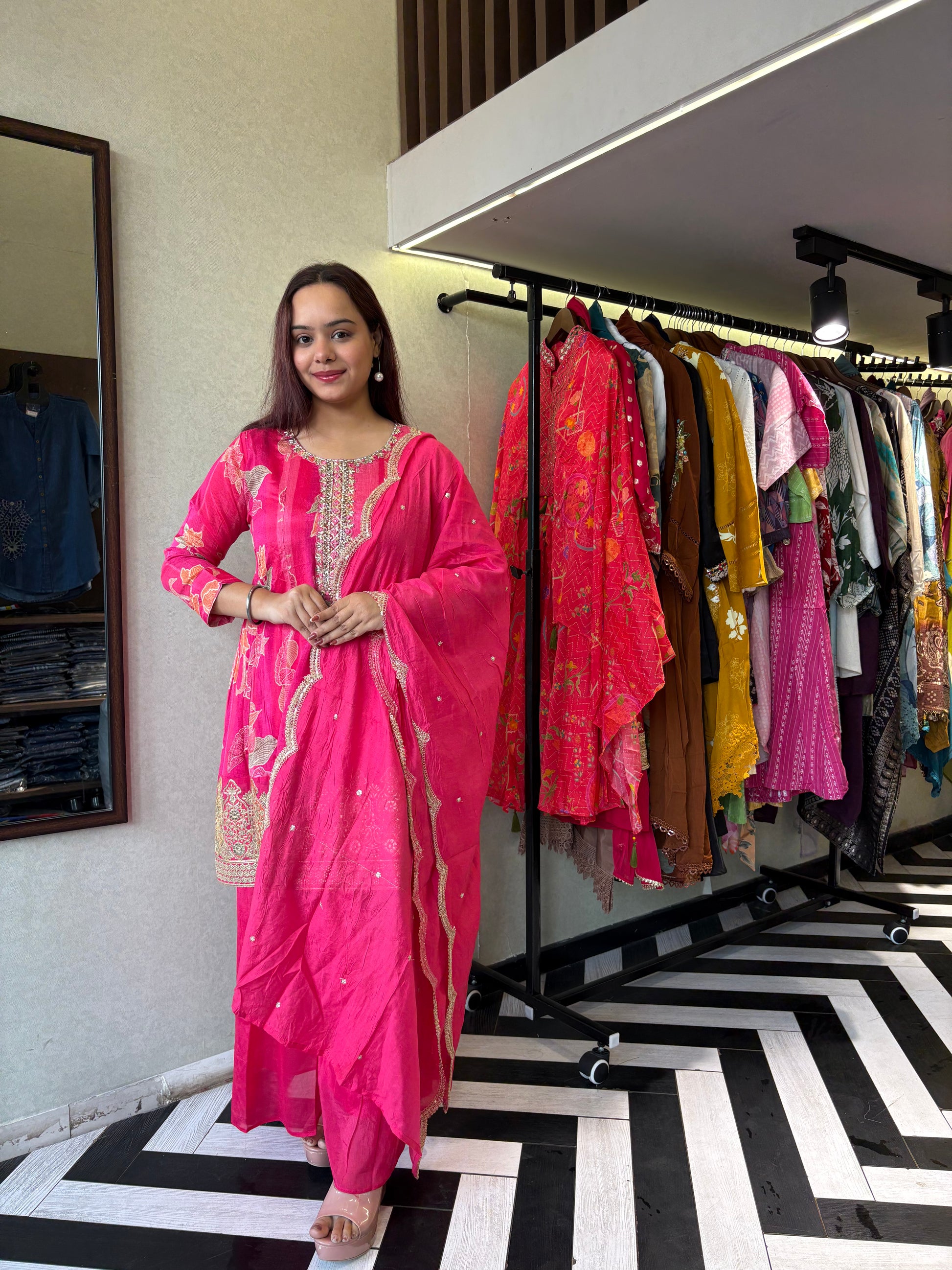 Pure Crepe 3 Piece with Hand work