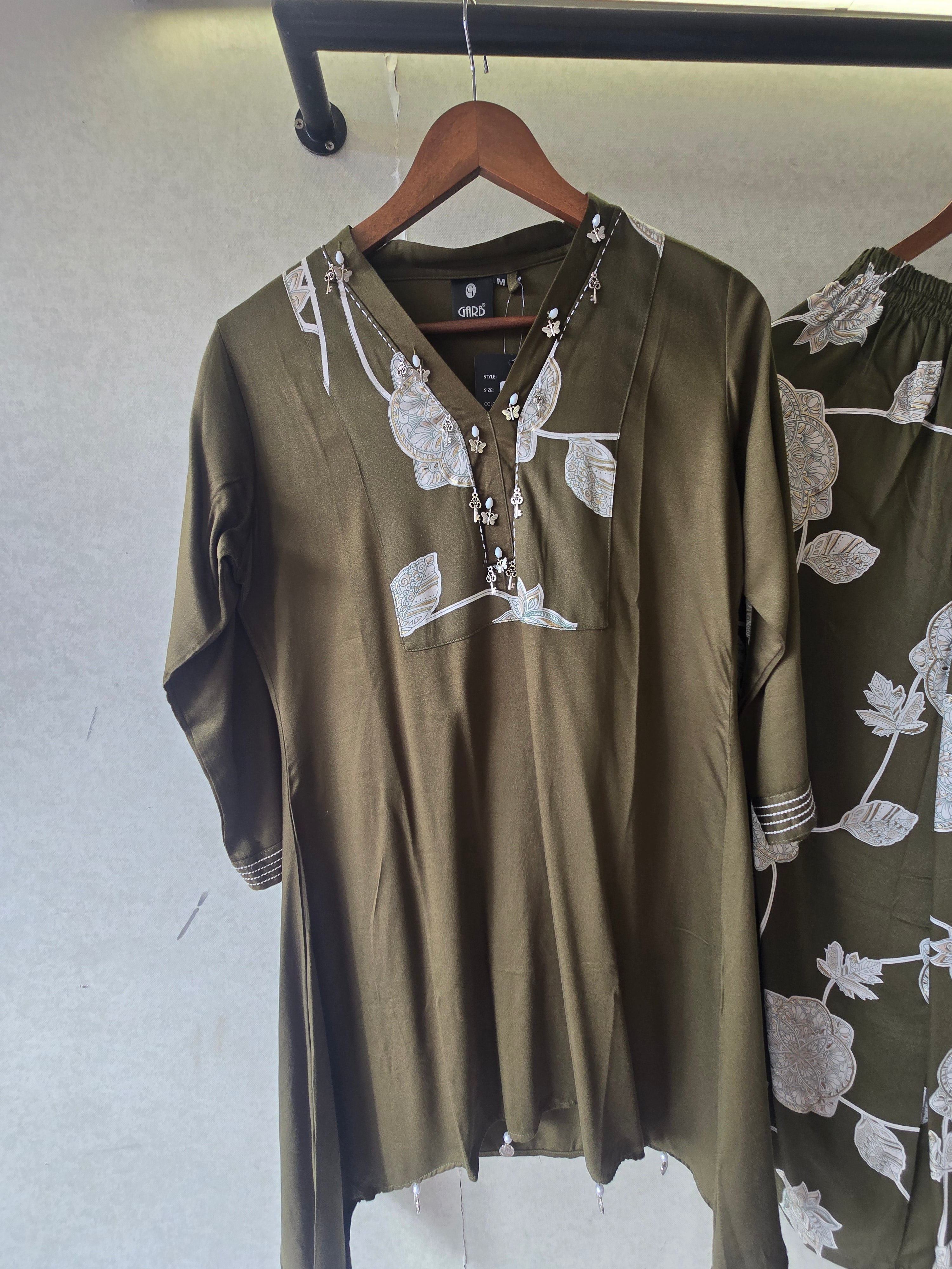 Image of Olive Botanical Print Co-Ord Set