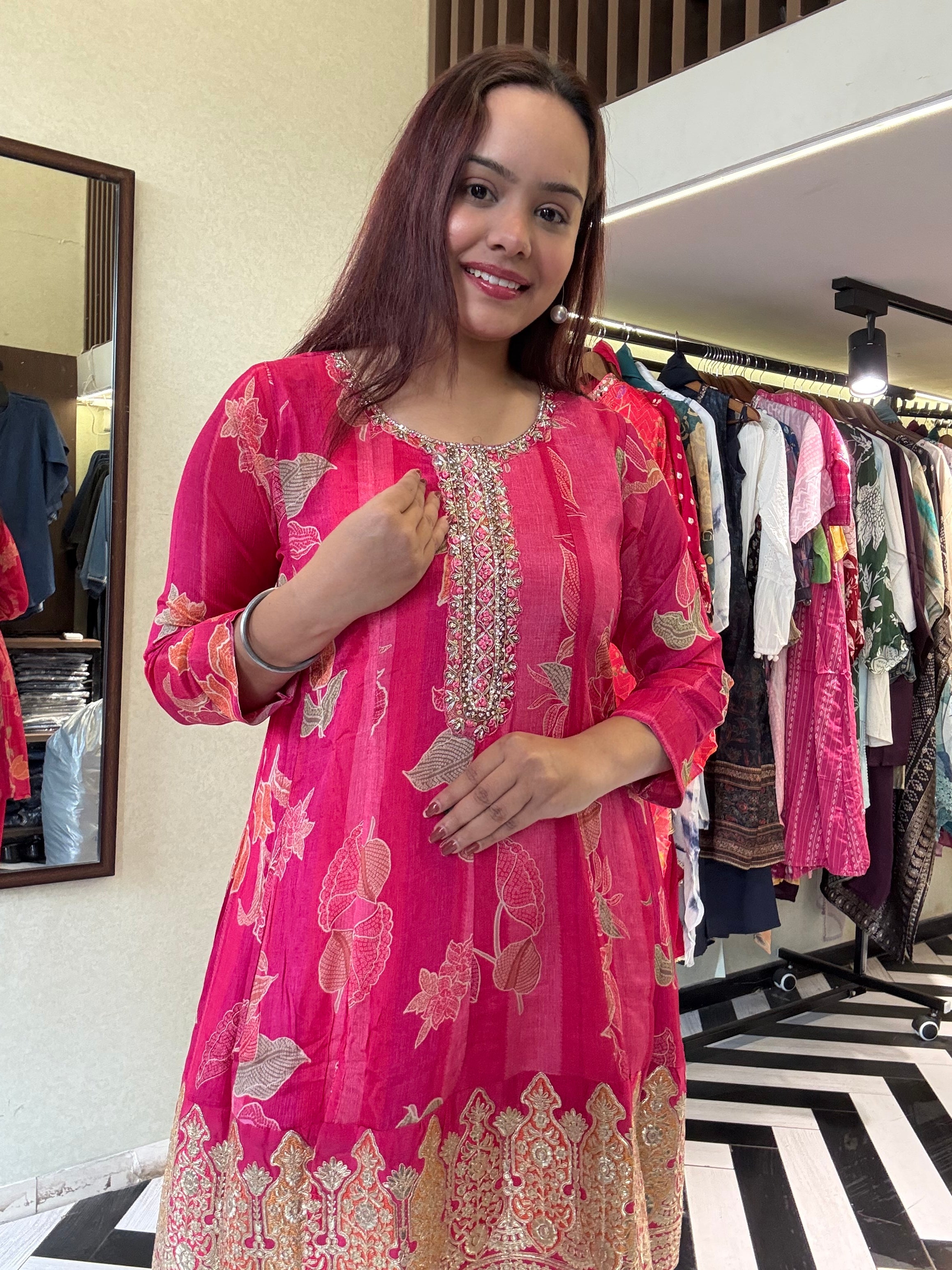 Image of Pure Crepe 3 Piece with Hand work