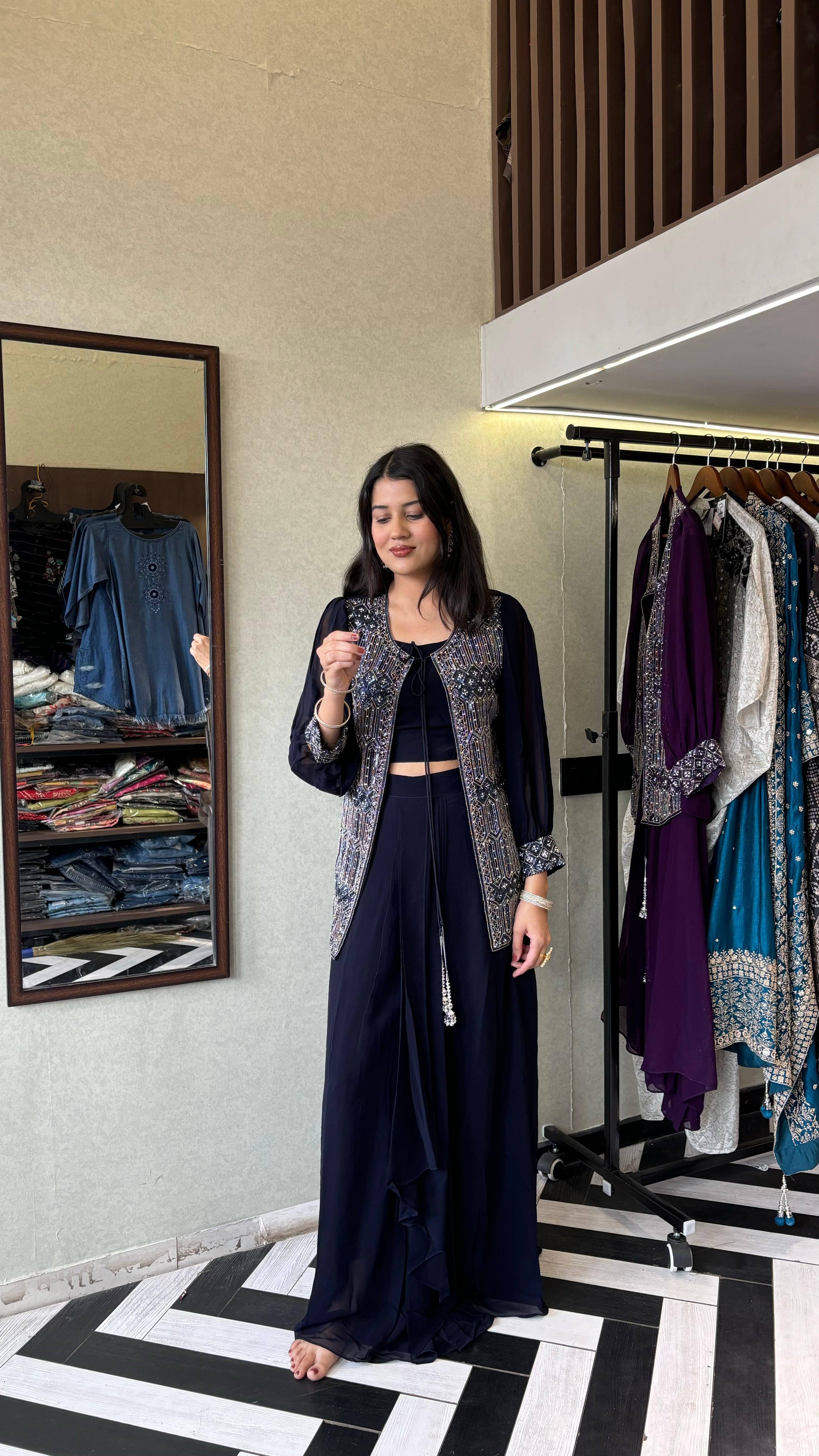 Image of Pure Georgette Indo western 3 Piece