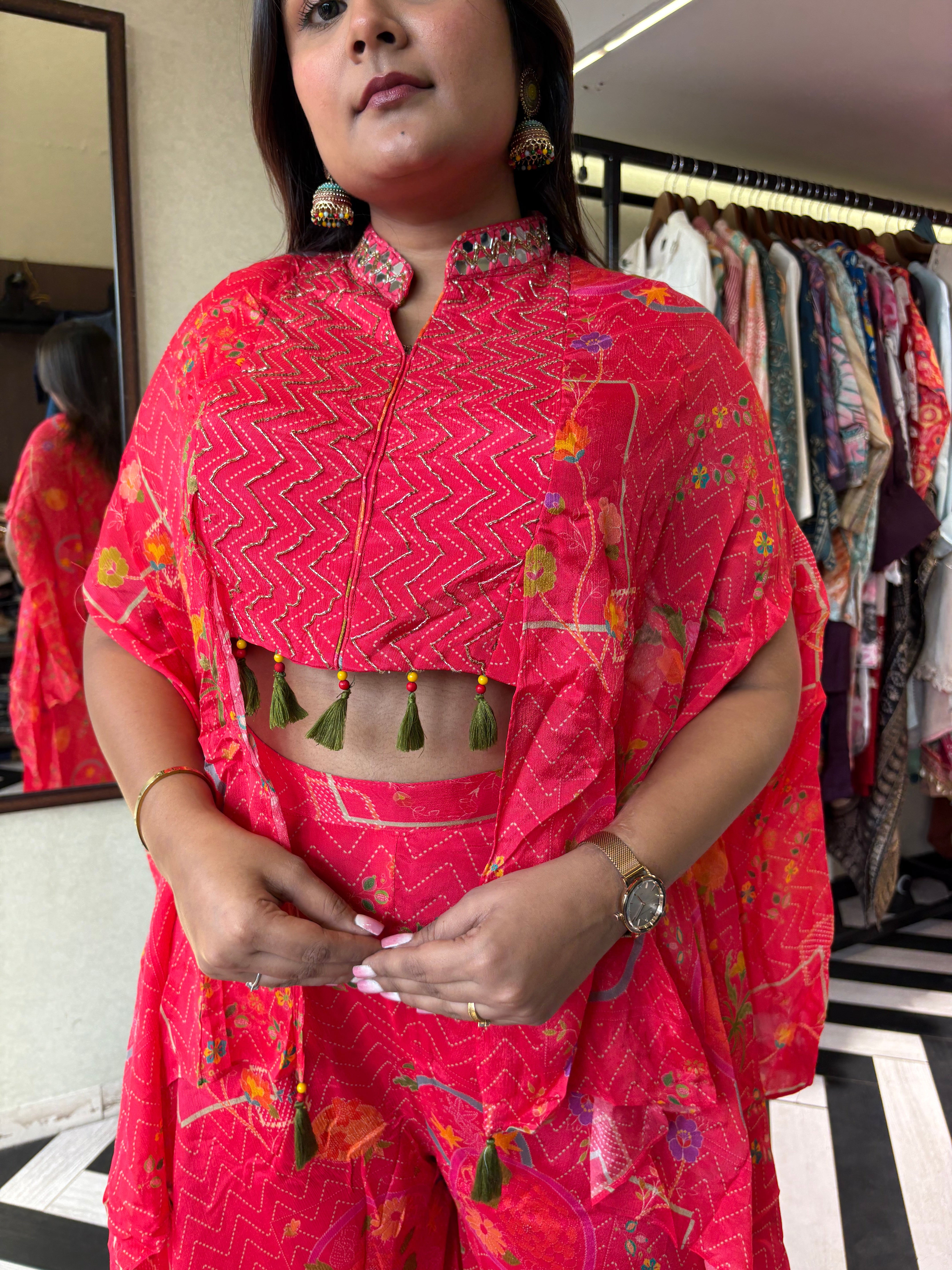 Image of Pure Chinnon 3 Piece with Hand work