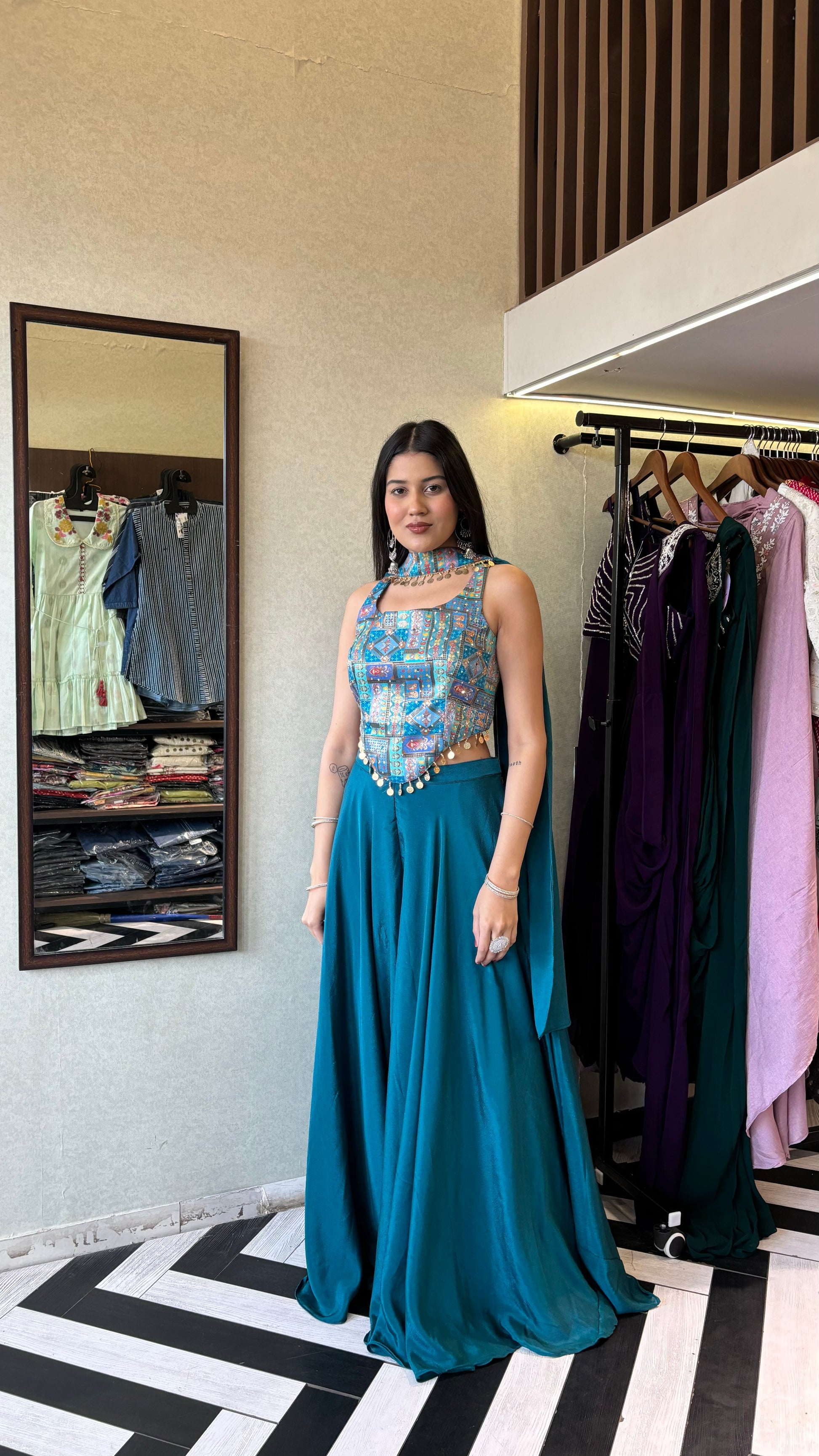 Pure Georgette Indo western 3 Piece