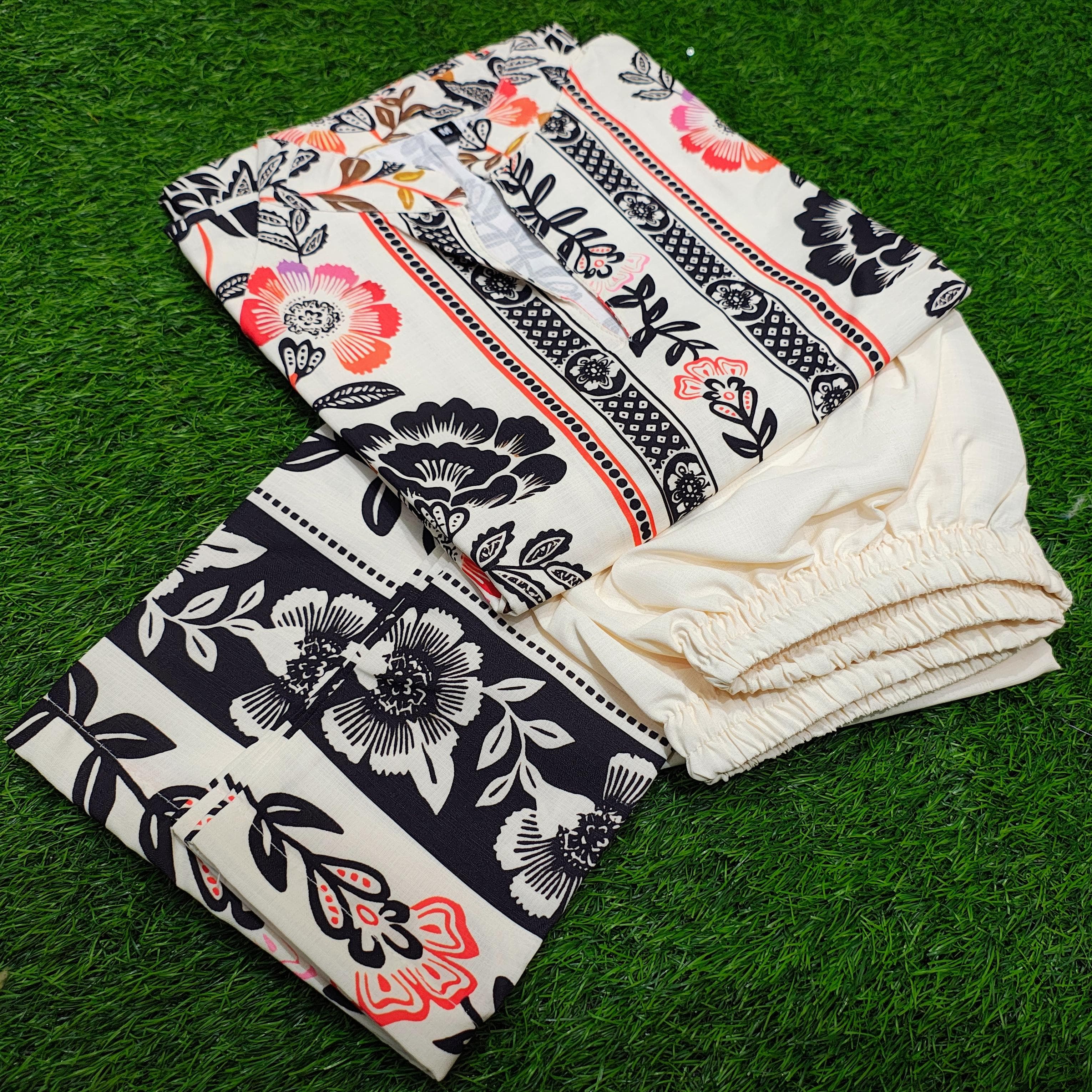 Cotton speggati katha cotton two piece set