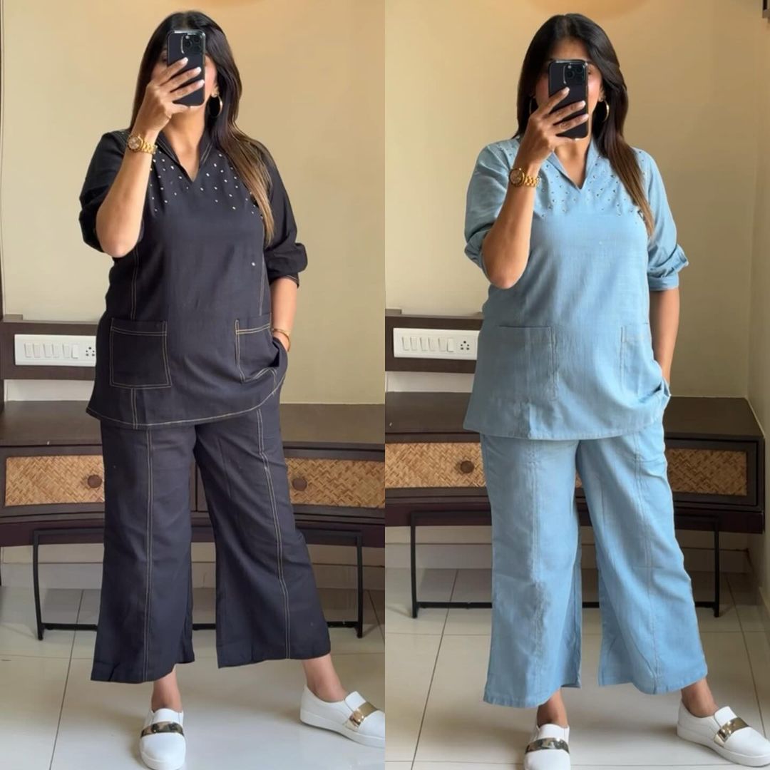 Look stylish and walk in comfort with our new Hand WORK set perfect for your wardrobe. Pure Denim Cotton Slub