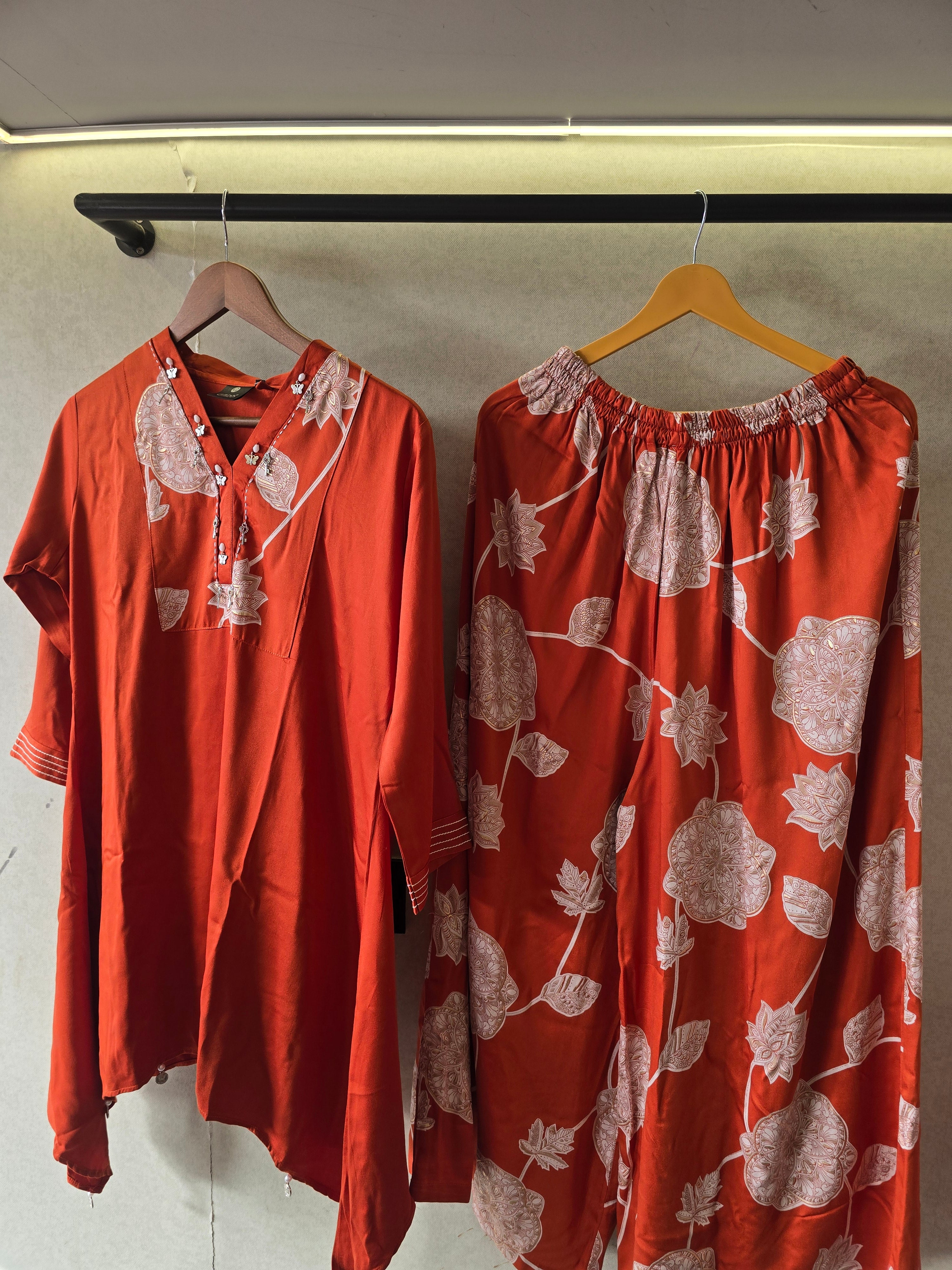 Image of Rust Botanical Print Co-Ord Set